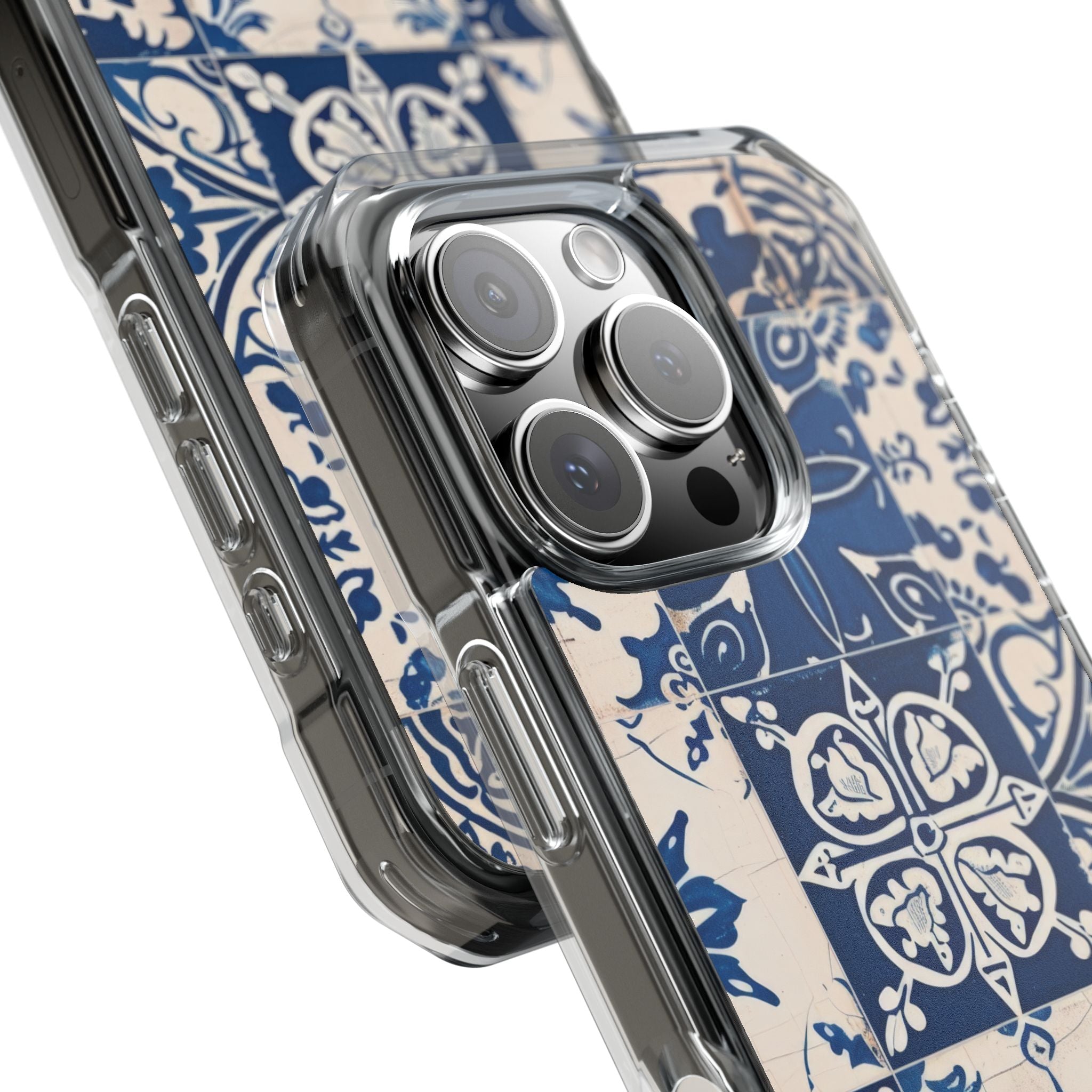 Ornate Blue Tiles iPhone 16 - Impact Clear+