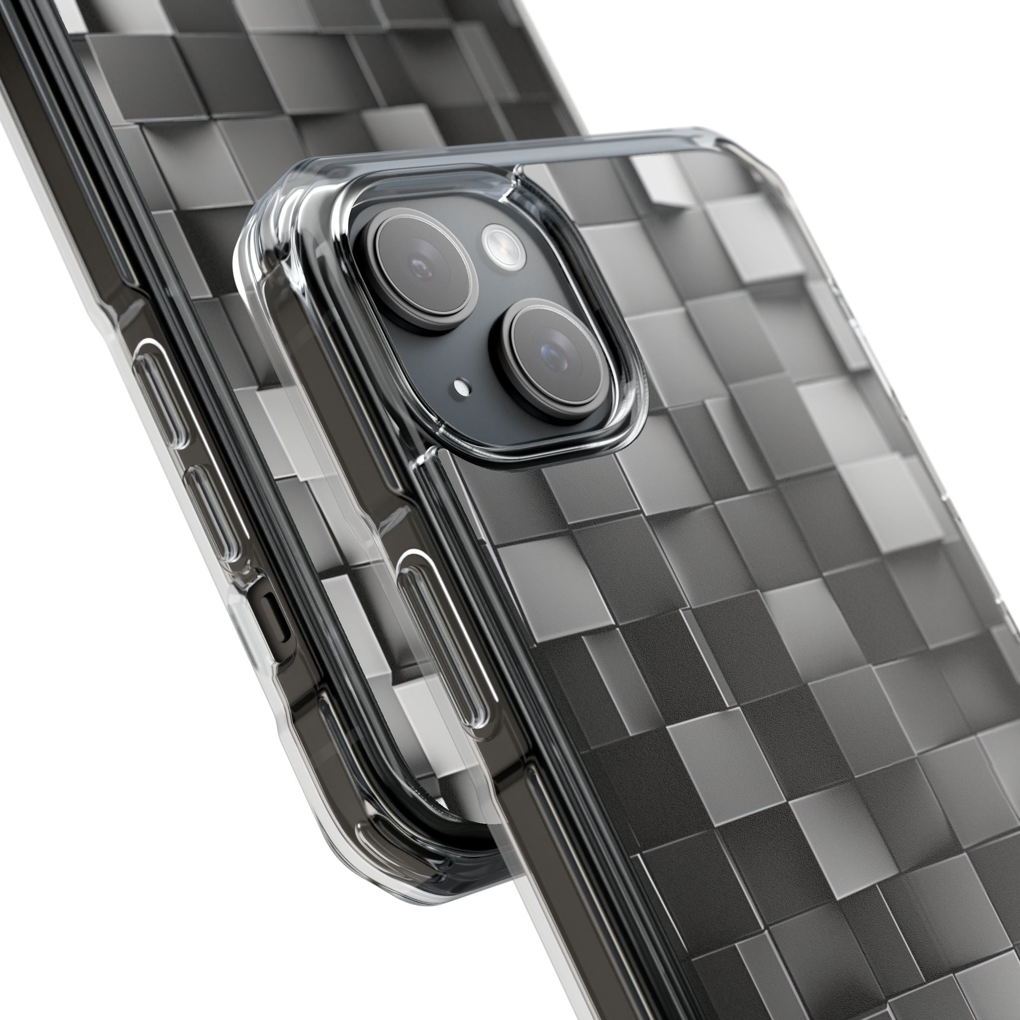 Monochrome Cube Depth iPhone 15 - Impact Clear+