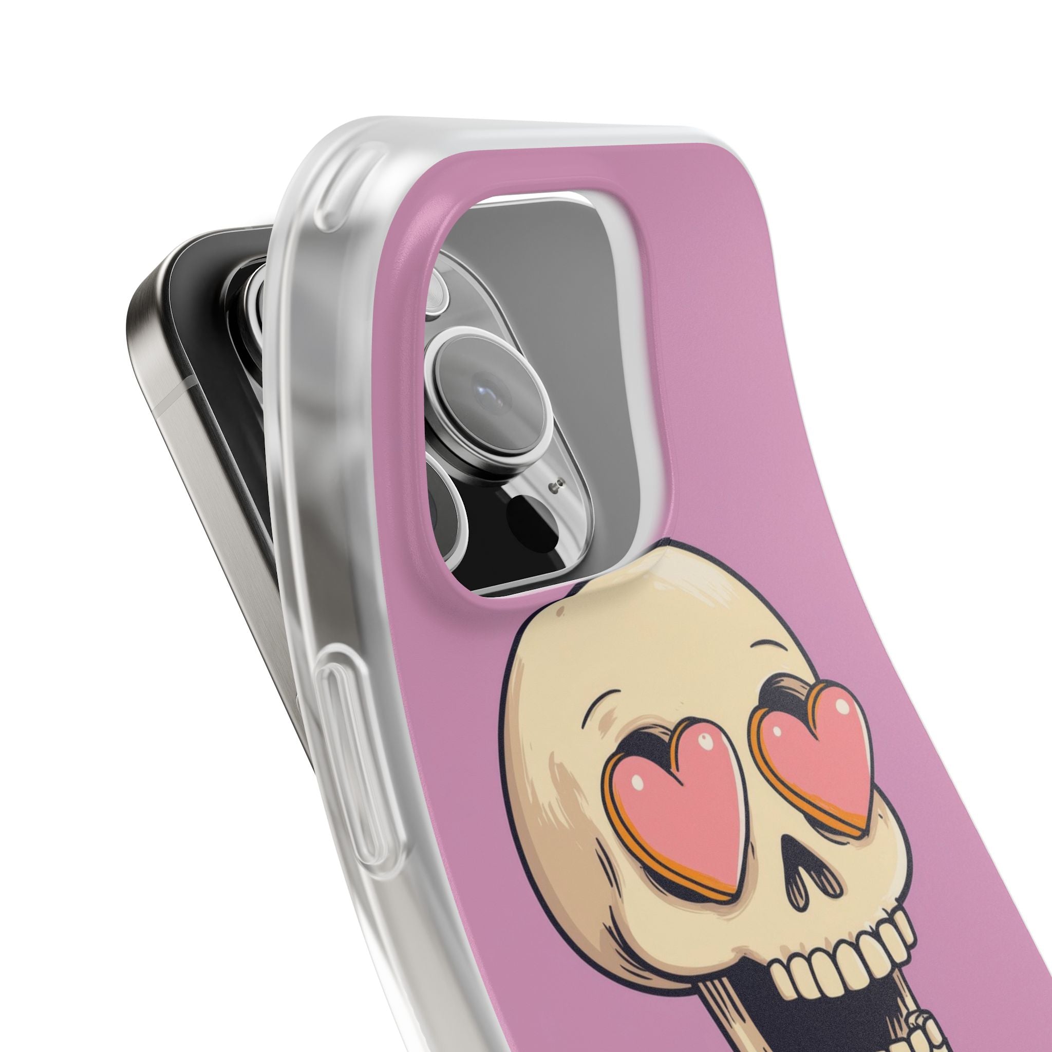 Heart Eyed Skull iPhone 16 Pro Case - Soft