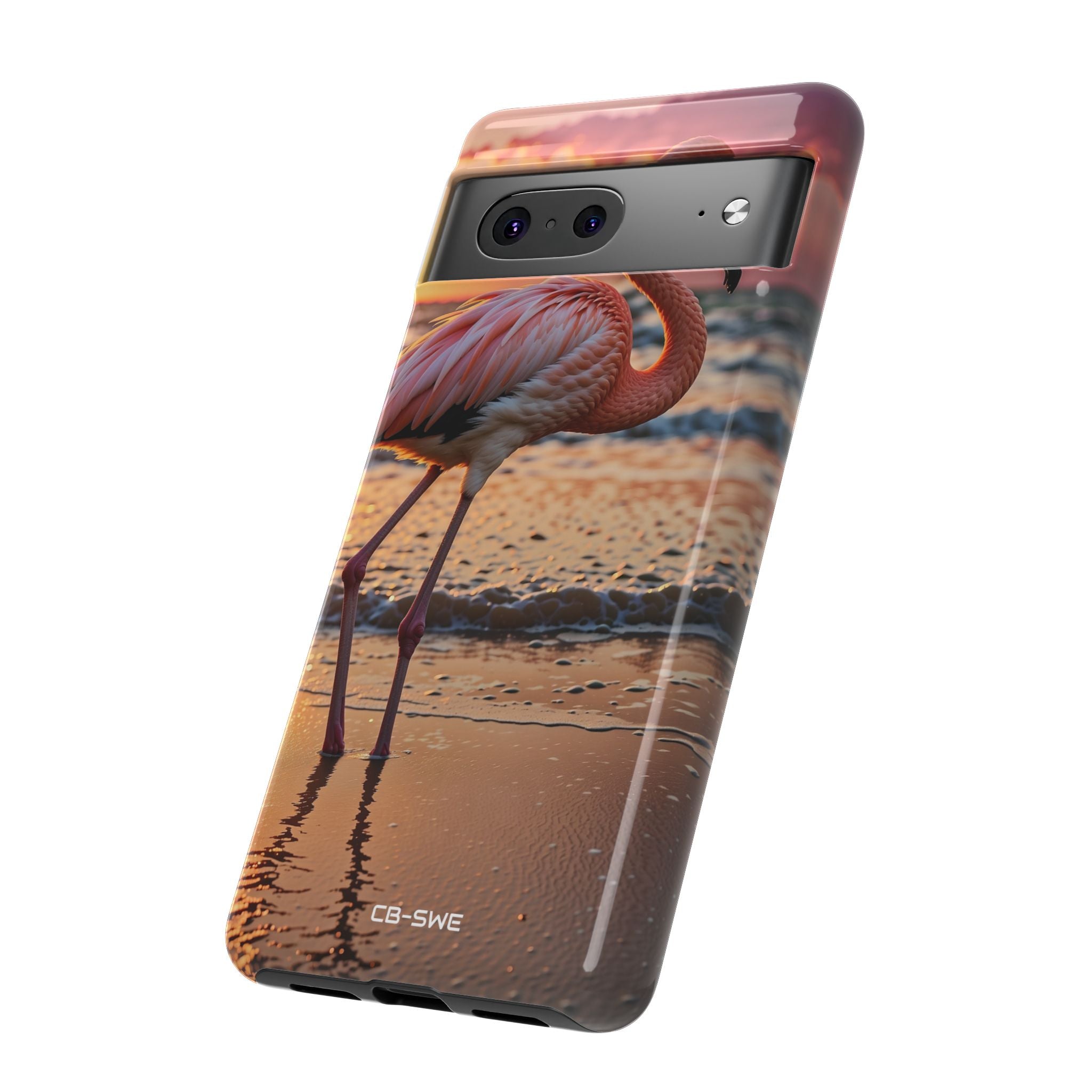 Sunset Flamingo Stand - Google Pixel Case