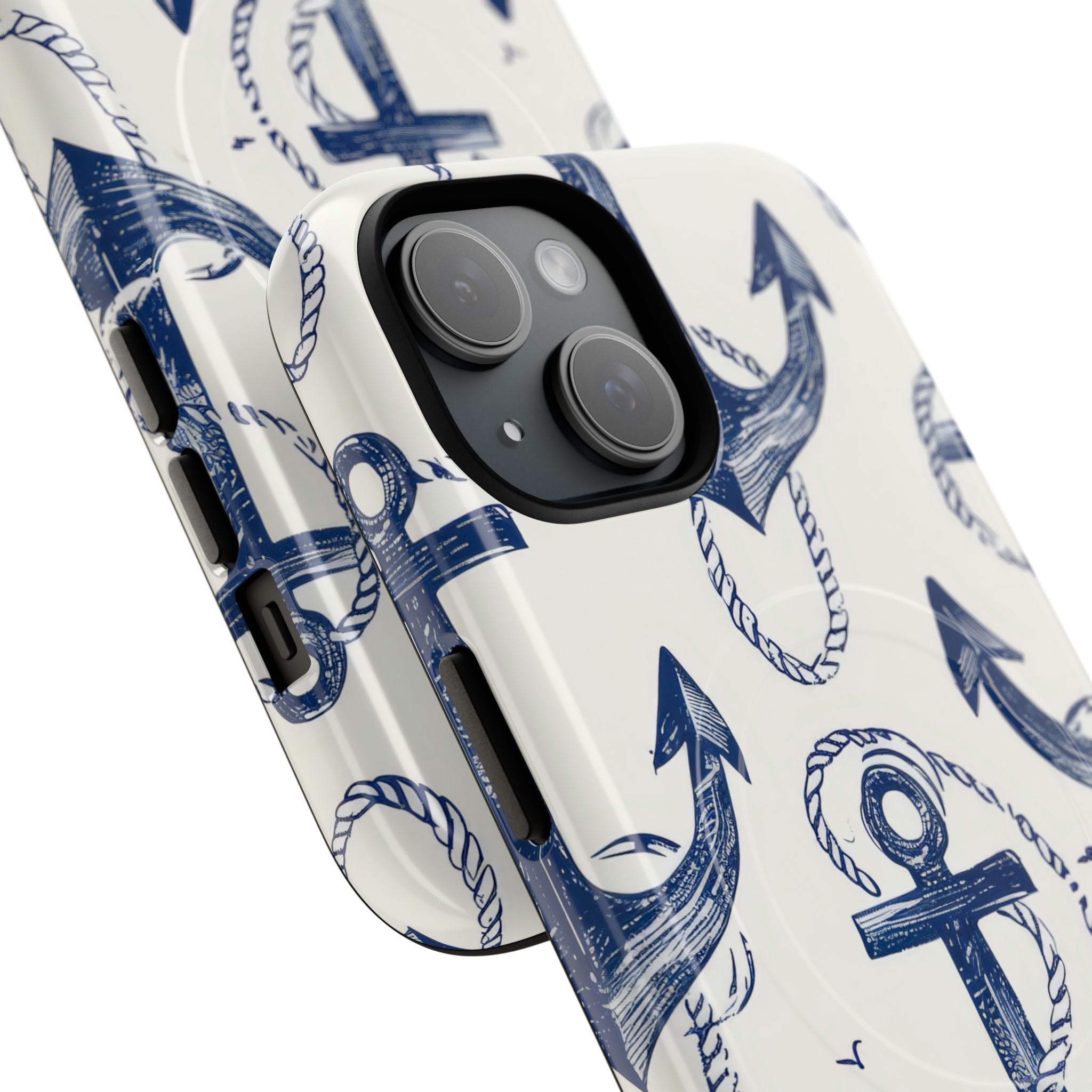 Navy Anchor Tapestry iPhone 15 - Tough+