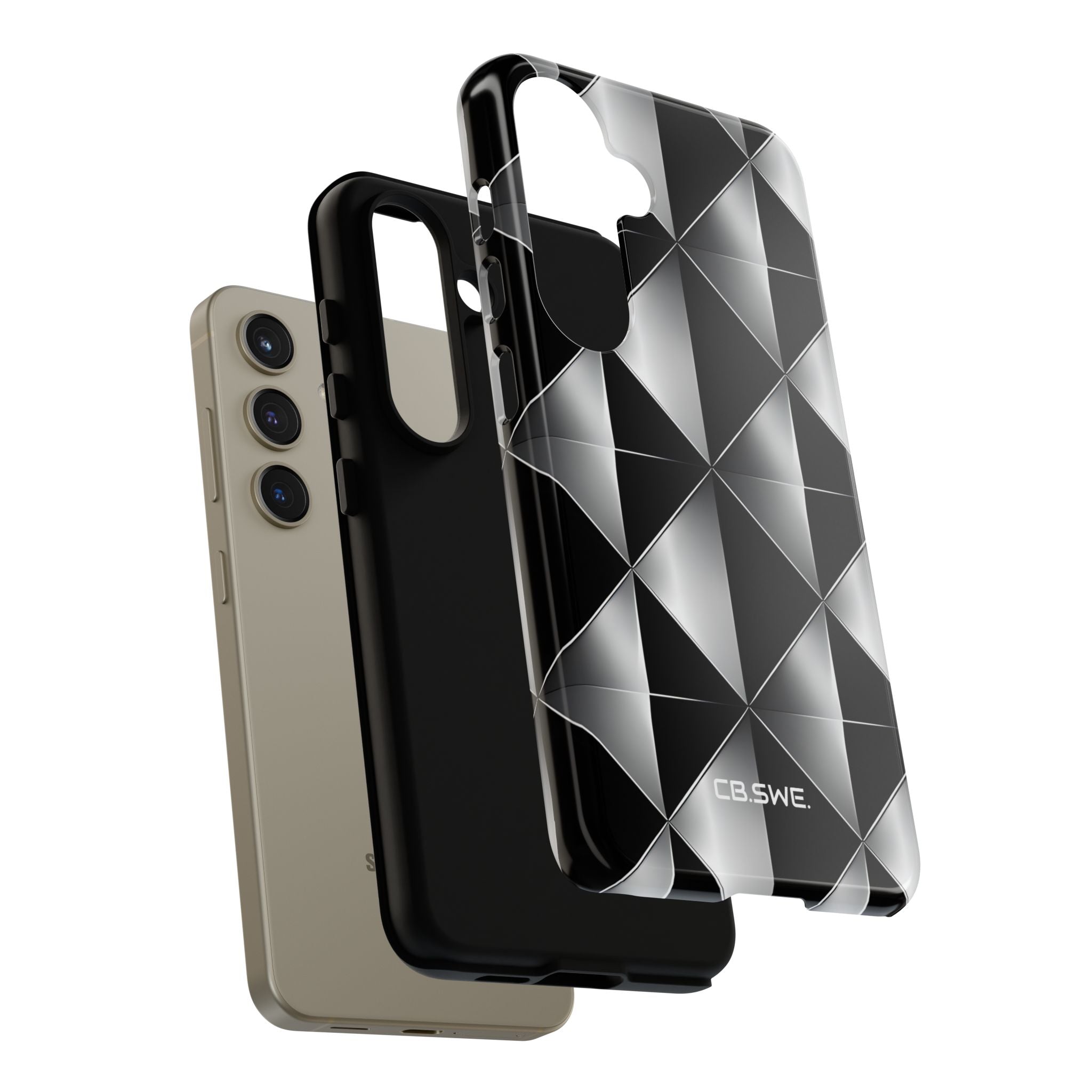 Modern Black Silver Geometric Diamond Samsung S24 - Tough