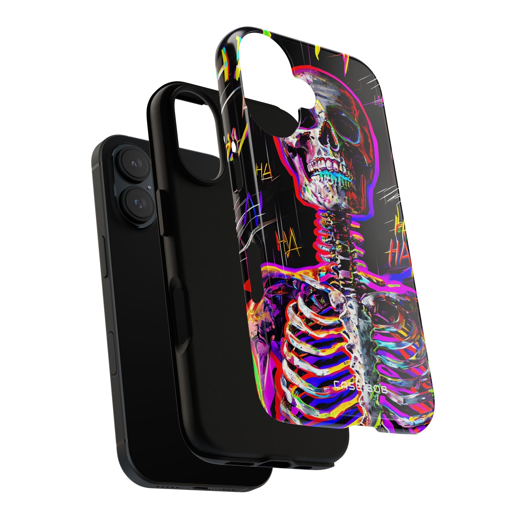 Neon Skeleton Laugh iPhone 16 Plus Case - Tough