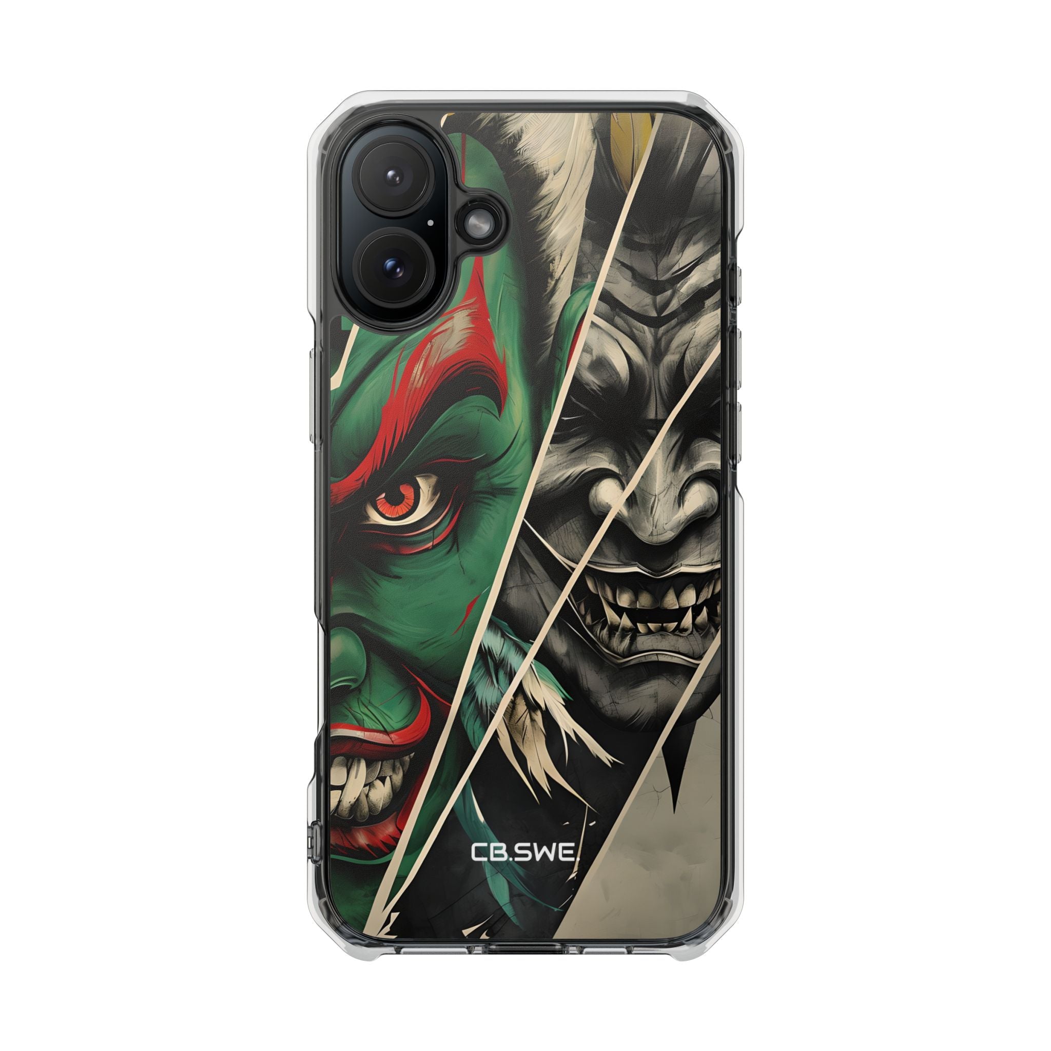 Striking Japanese Mask Art Vivid Colors iPhone 16 - Impact Clear+