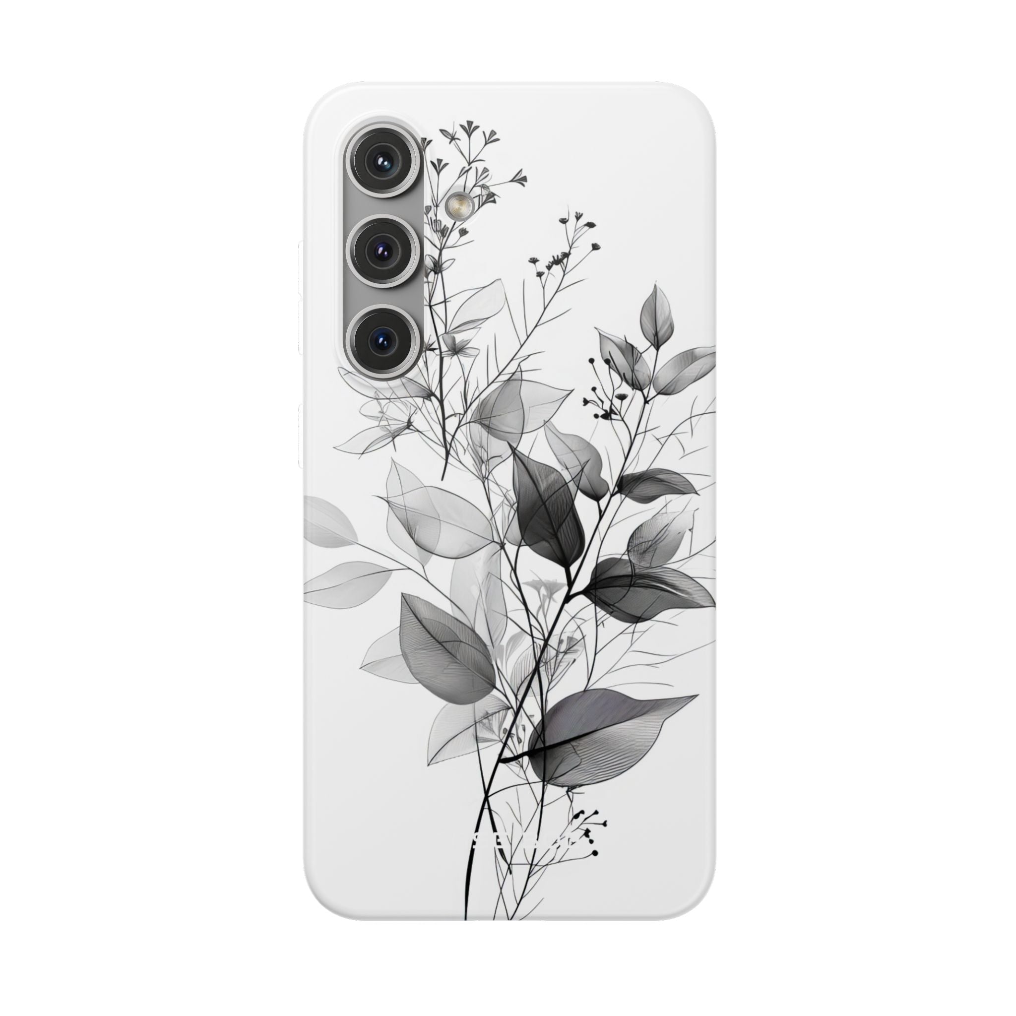 Veined Leaves Gray Samsung S24 Case - Soft