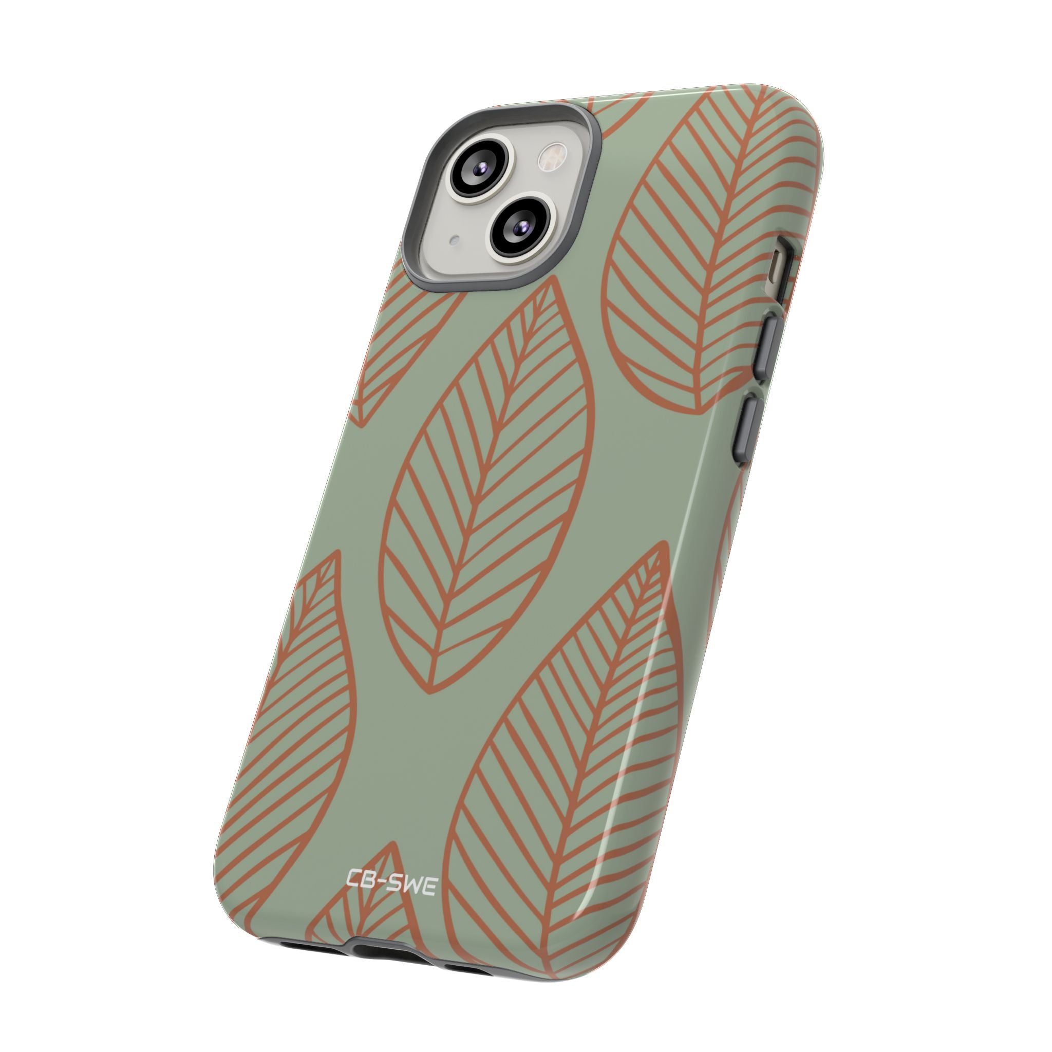 Mint and Orange Leaves - iPhone Case