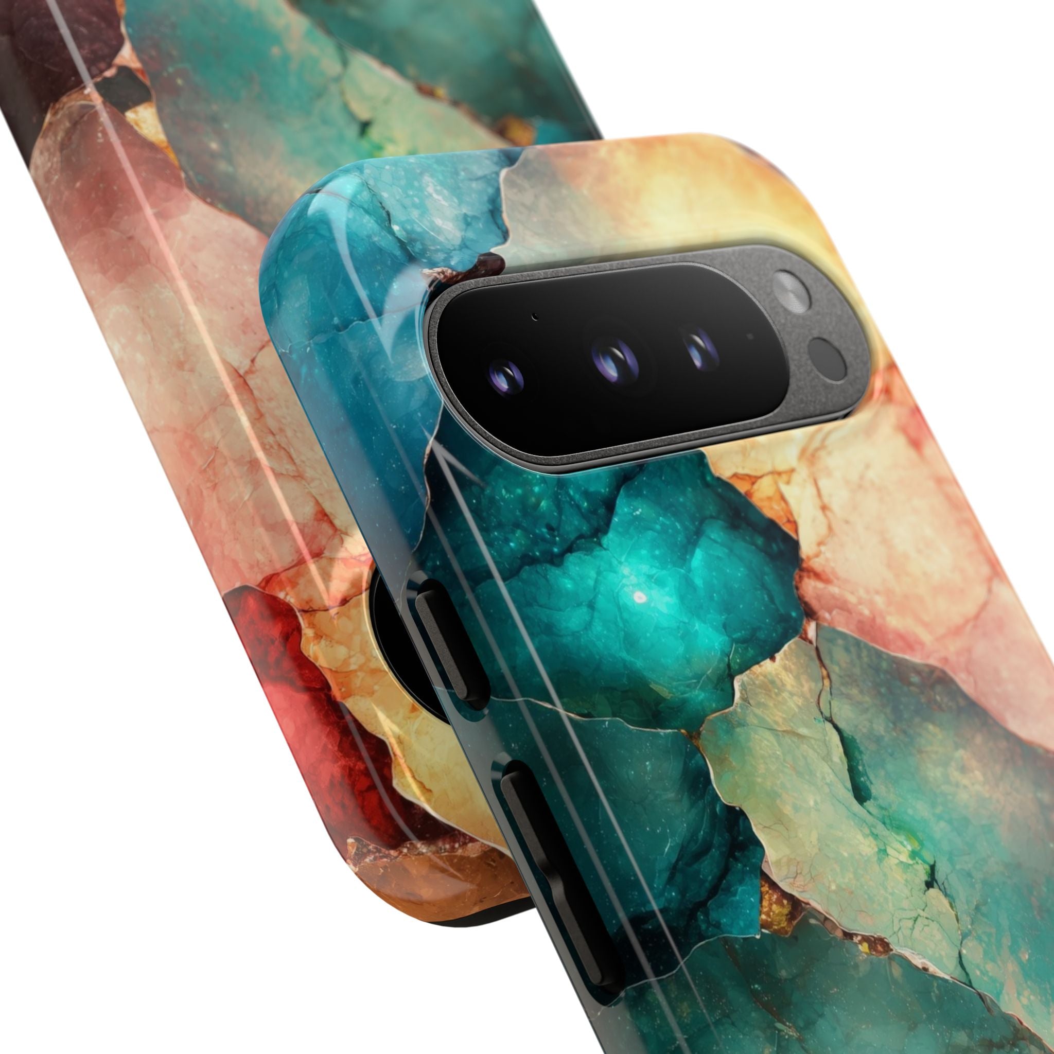 Teal Mosaic Veins Google Pixel 9 Pro Case - Tough