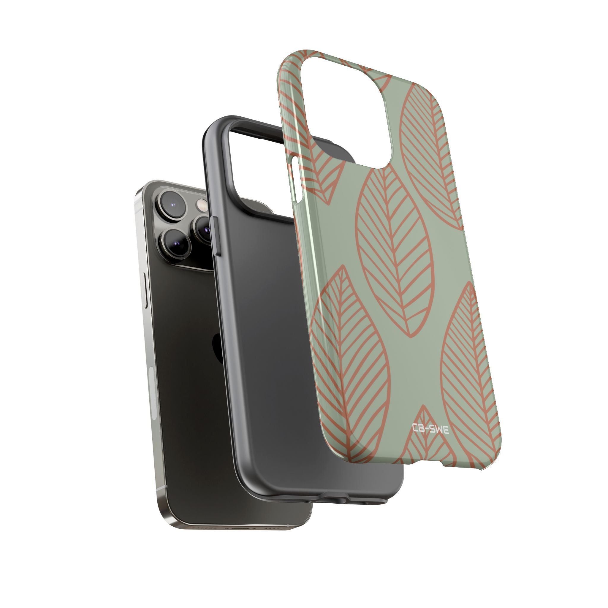 Mint and Orange Leaves - iPhone Case