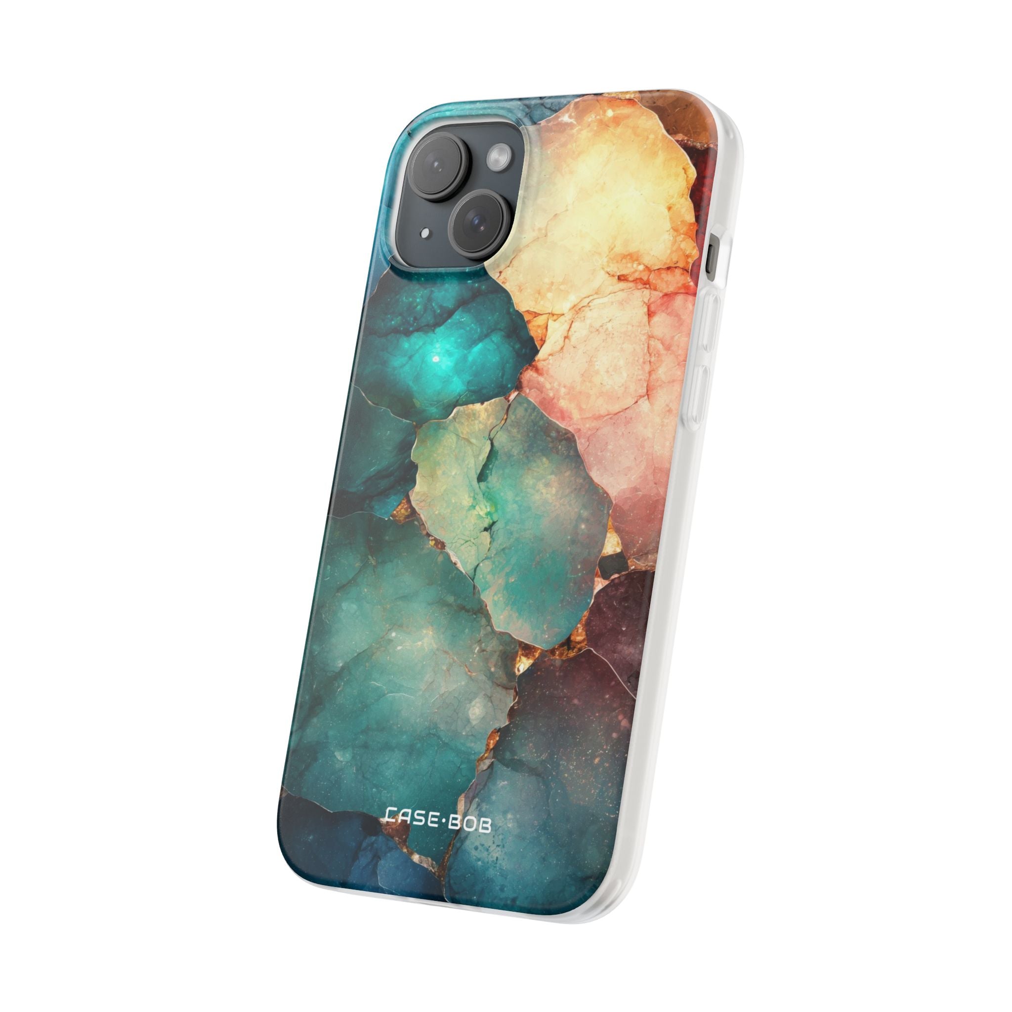 Teal Mosaic Veins iPhone 15 Plus Case - Soft