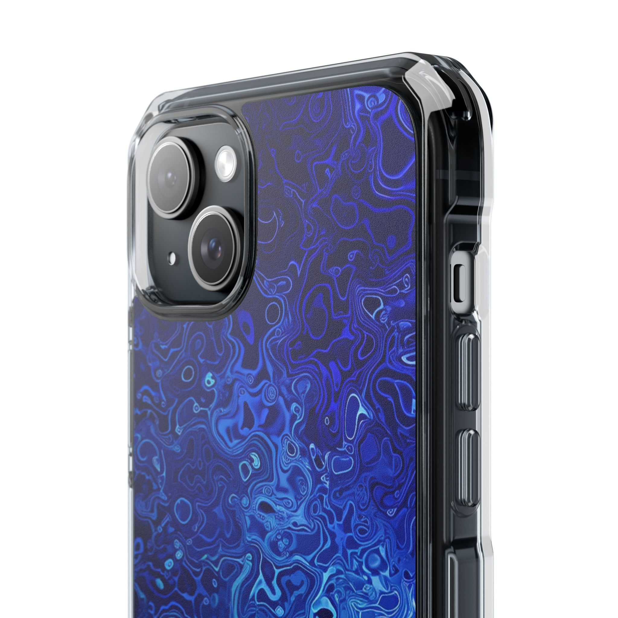 Swirling Blue Currents iPhone 15 - Impact Clear+