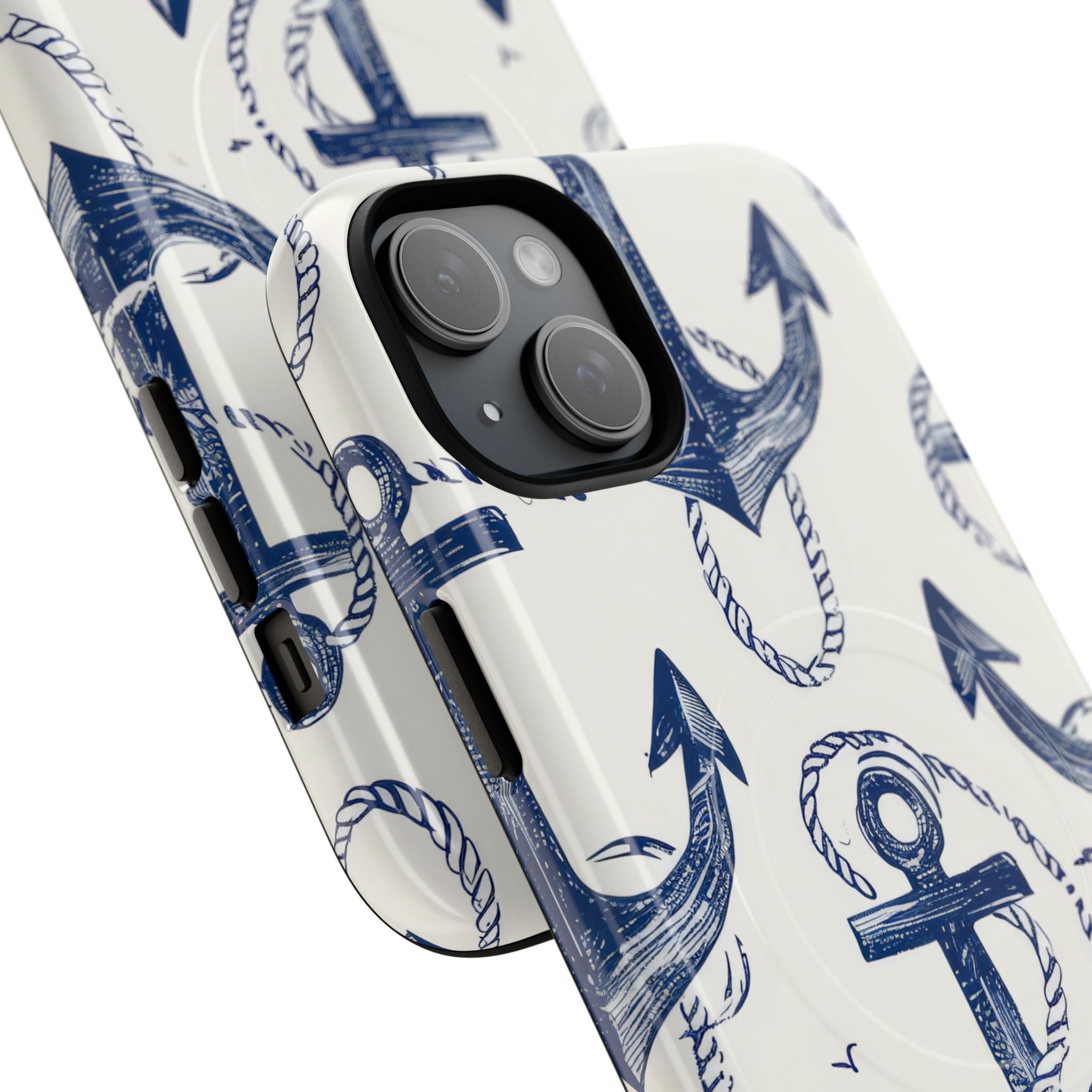 Navy Anchor Tapestry iPhone 15 - Tough+