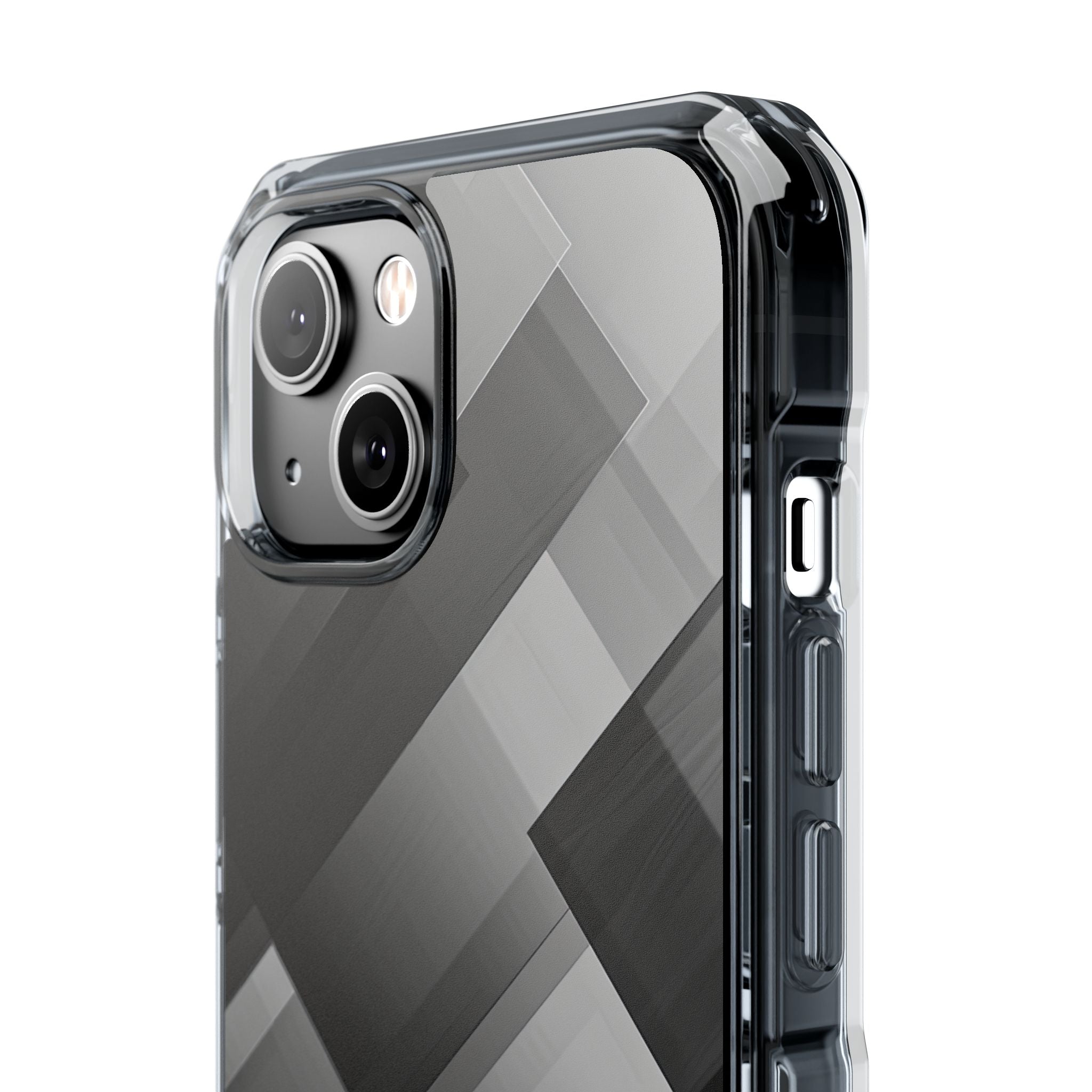 Grayscale Geometric Layers iPhone 14 - Impact Clear+