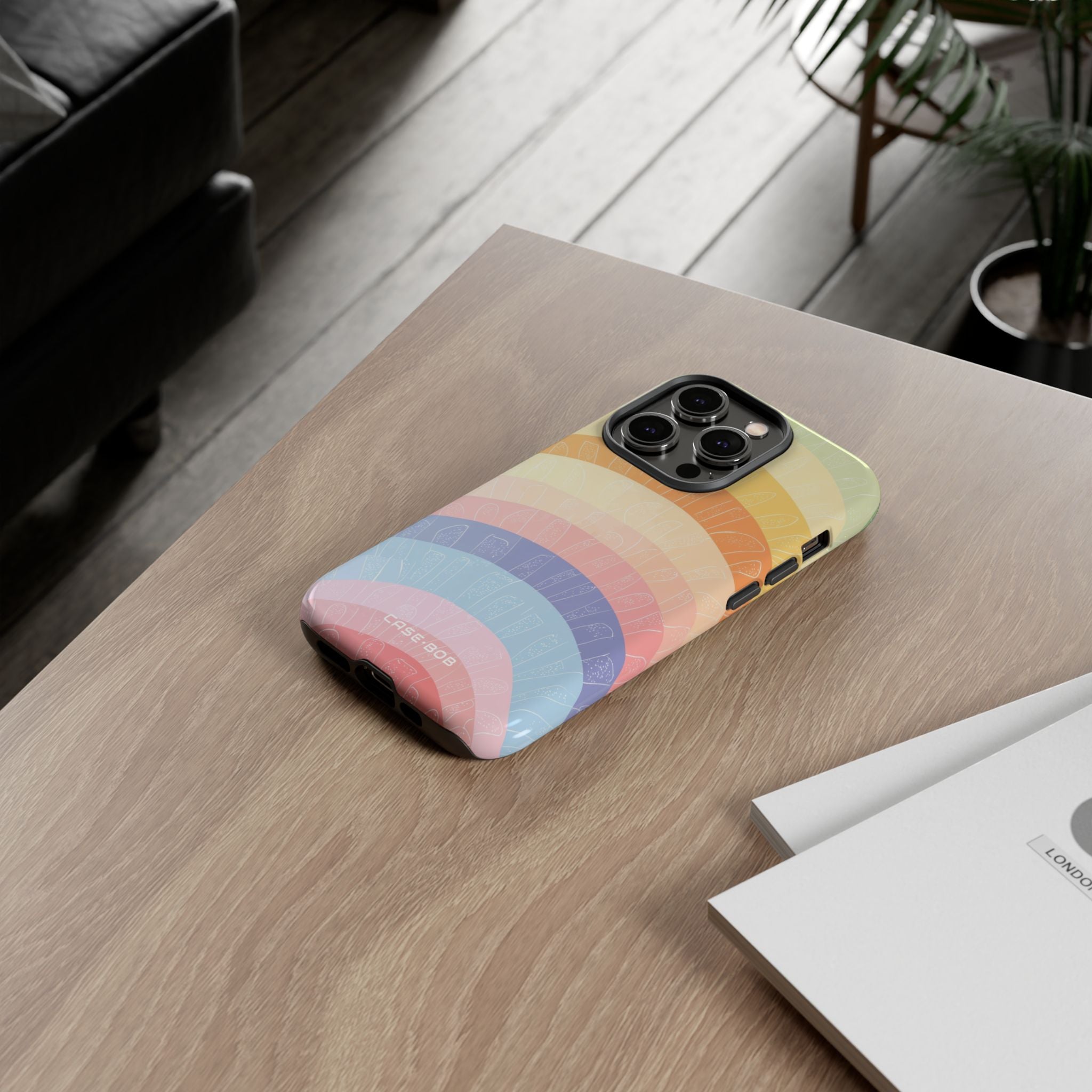 Pastel Rainbow Bands iPhone 14 Pro Case - Tough