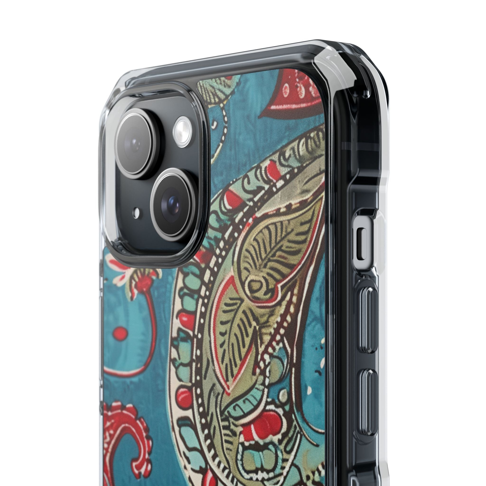 Paisley Floral Fusion iPhone 15 - Impact Clear+