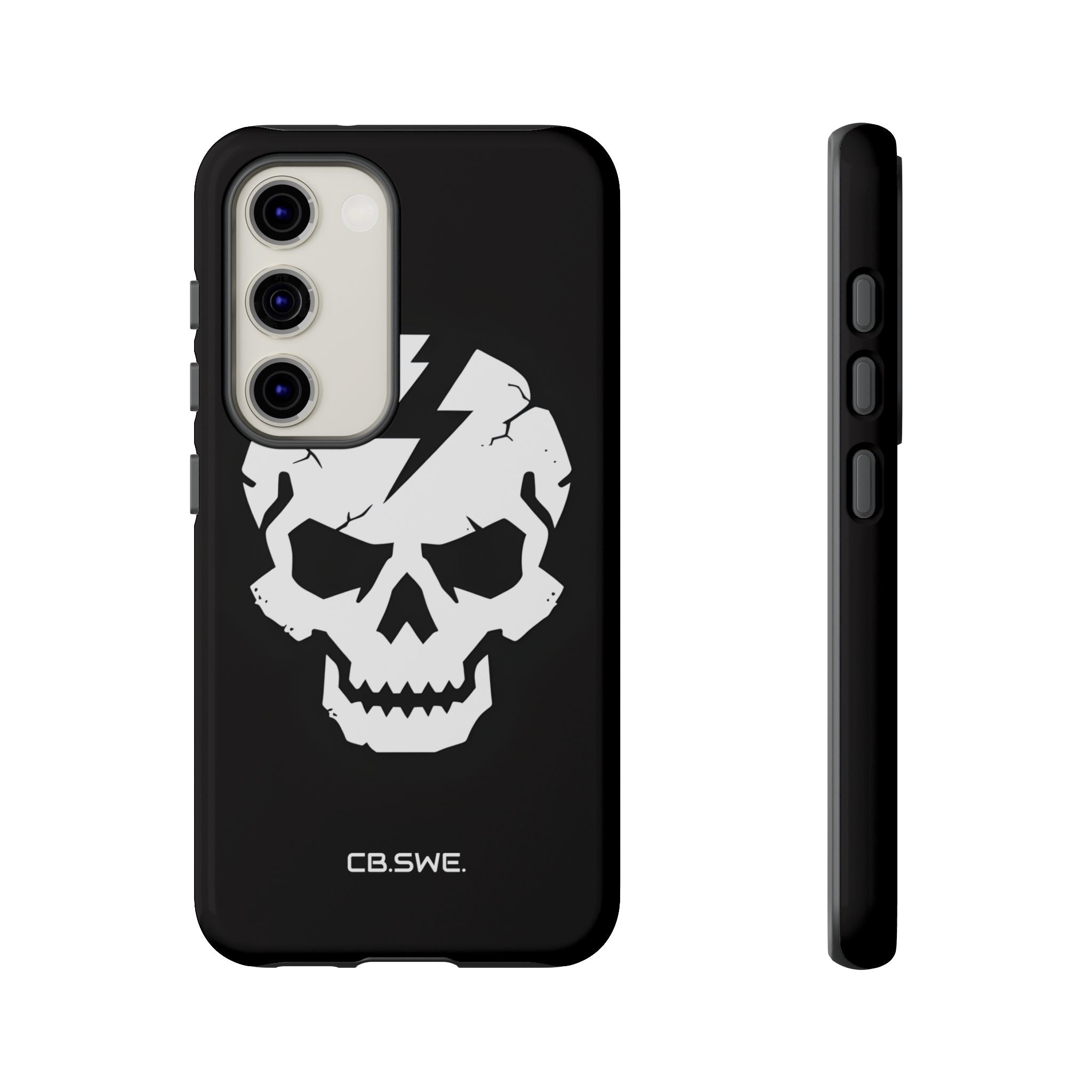Minimalist White Skull Lightning Bolt Icon Samsung S23 - Tough