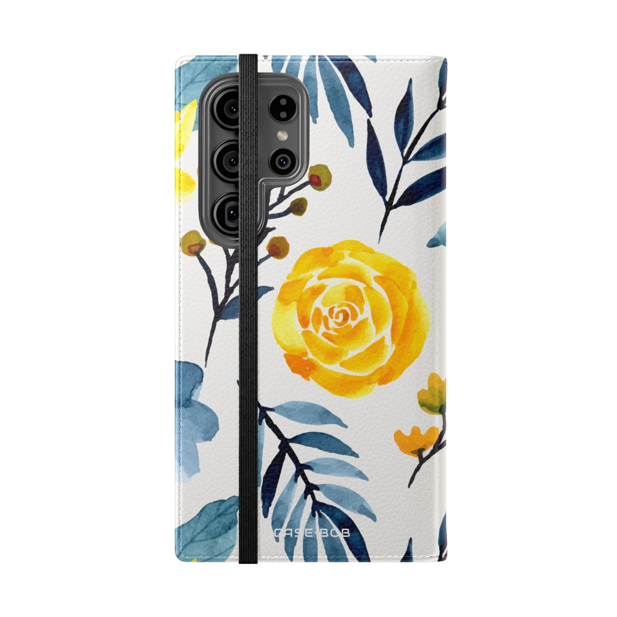 Keltainen sininen kukkaloisto - Samsung S23 Ultra -lompakkokotelo