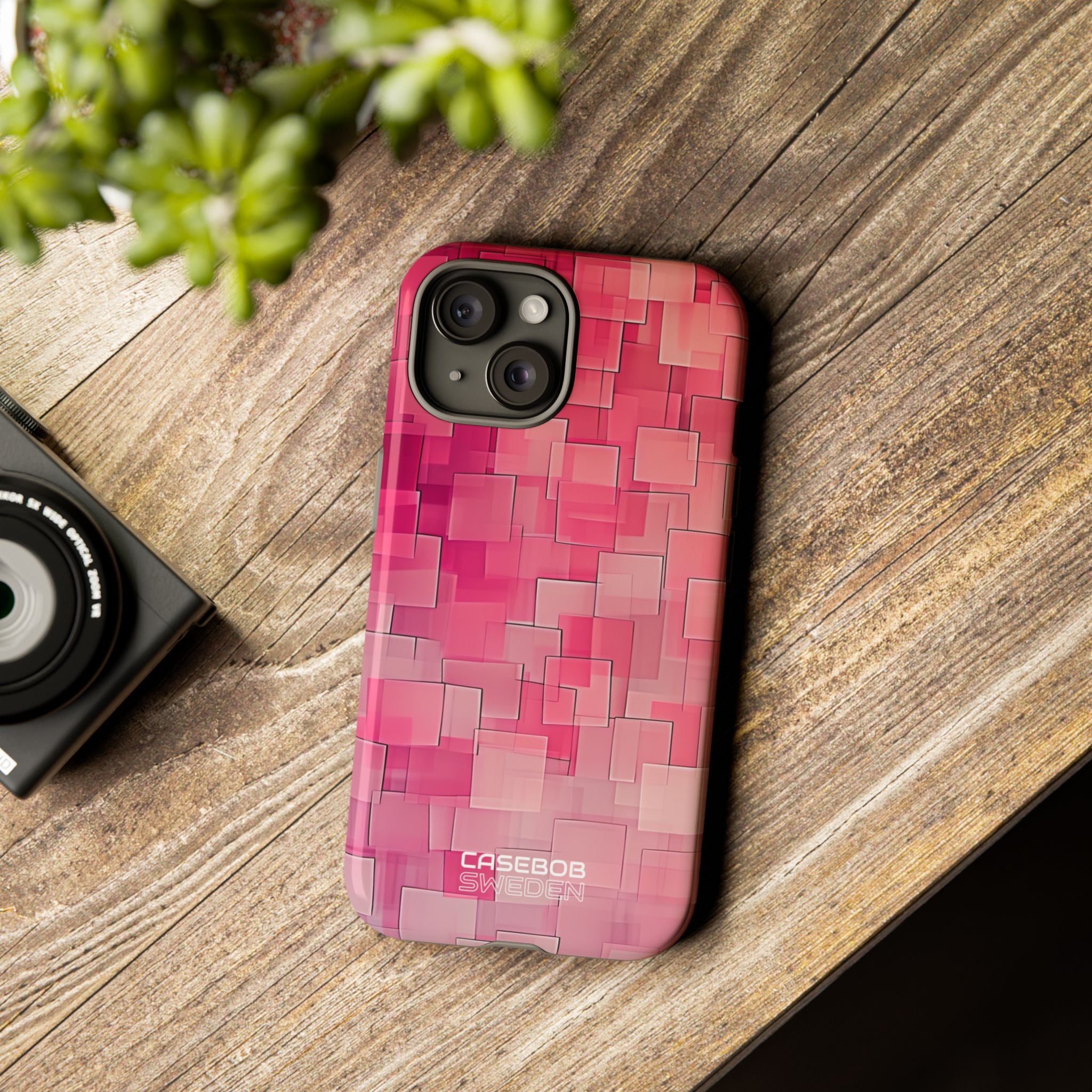 Layered Pink Geometry iPhone 15 - Tough
