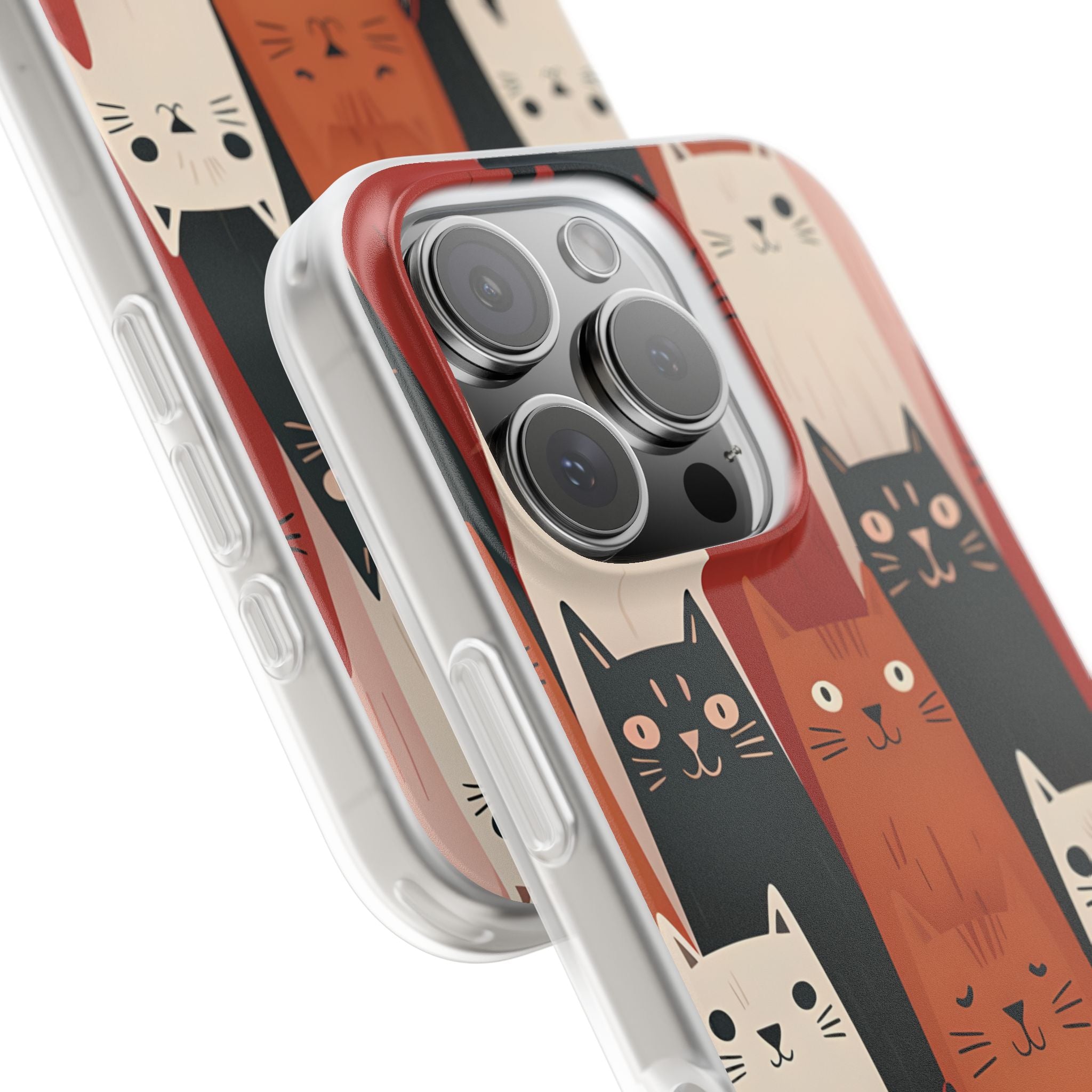 Elongated Cats Black iPhone 16 Pro Case - Soft