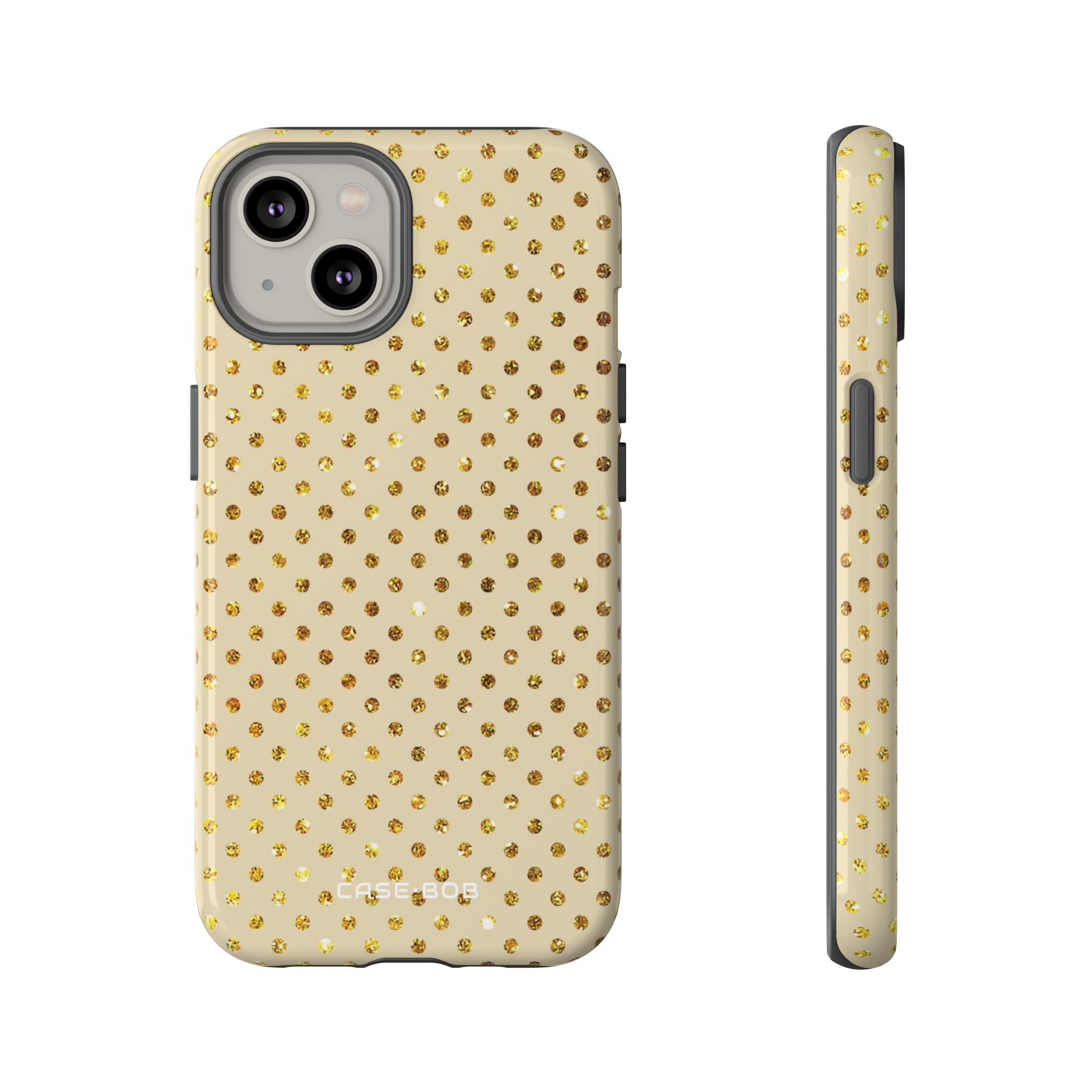 Gold Sparkle Grid iPhone 14 Case - Tough