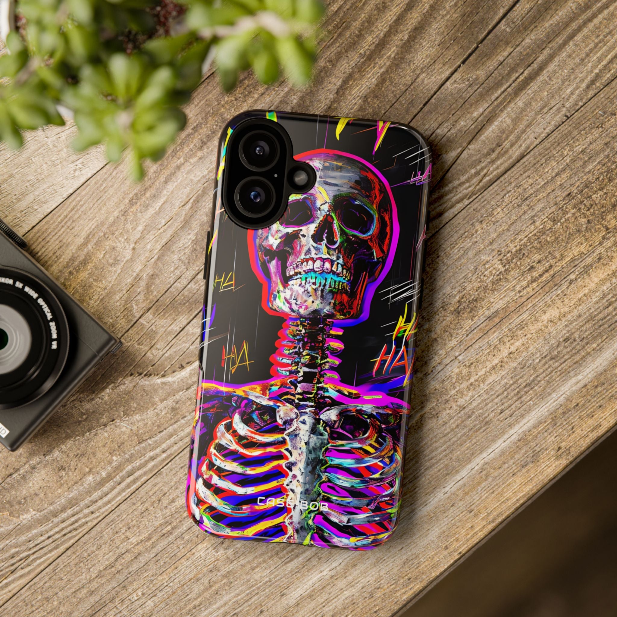 Neon Skeleton Laughter iPhone 16 Plus Case - Tough
