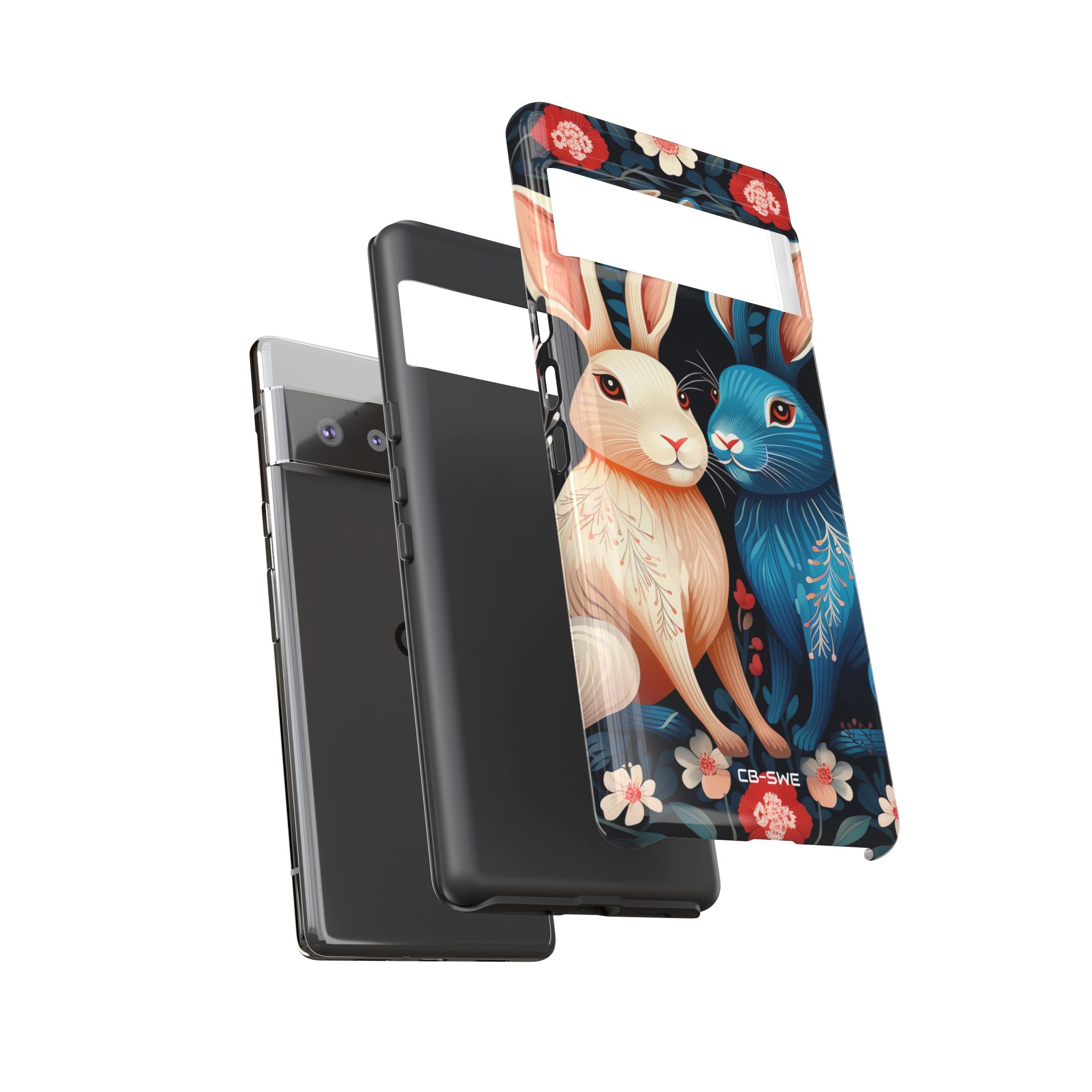 Rabbits Embrace Blossoms - Google Pixel Case