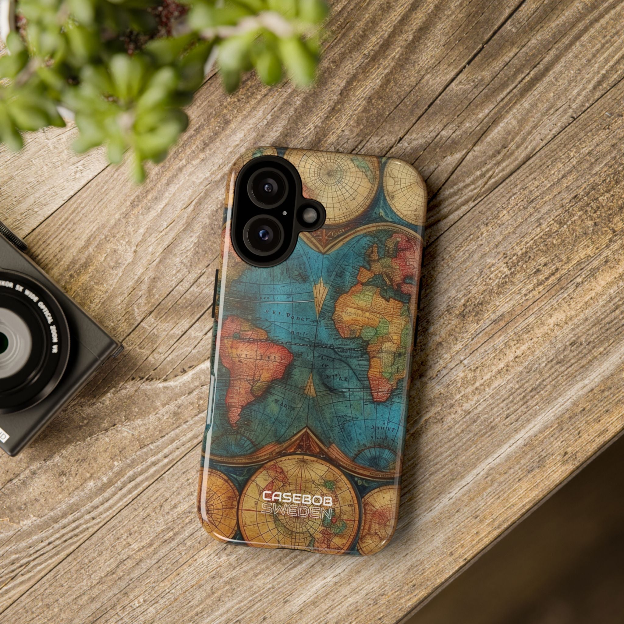 Vintage World Map iPhone 16 - Tough