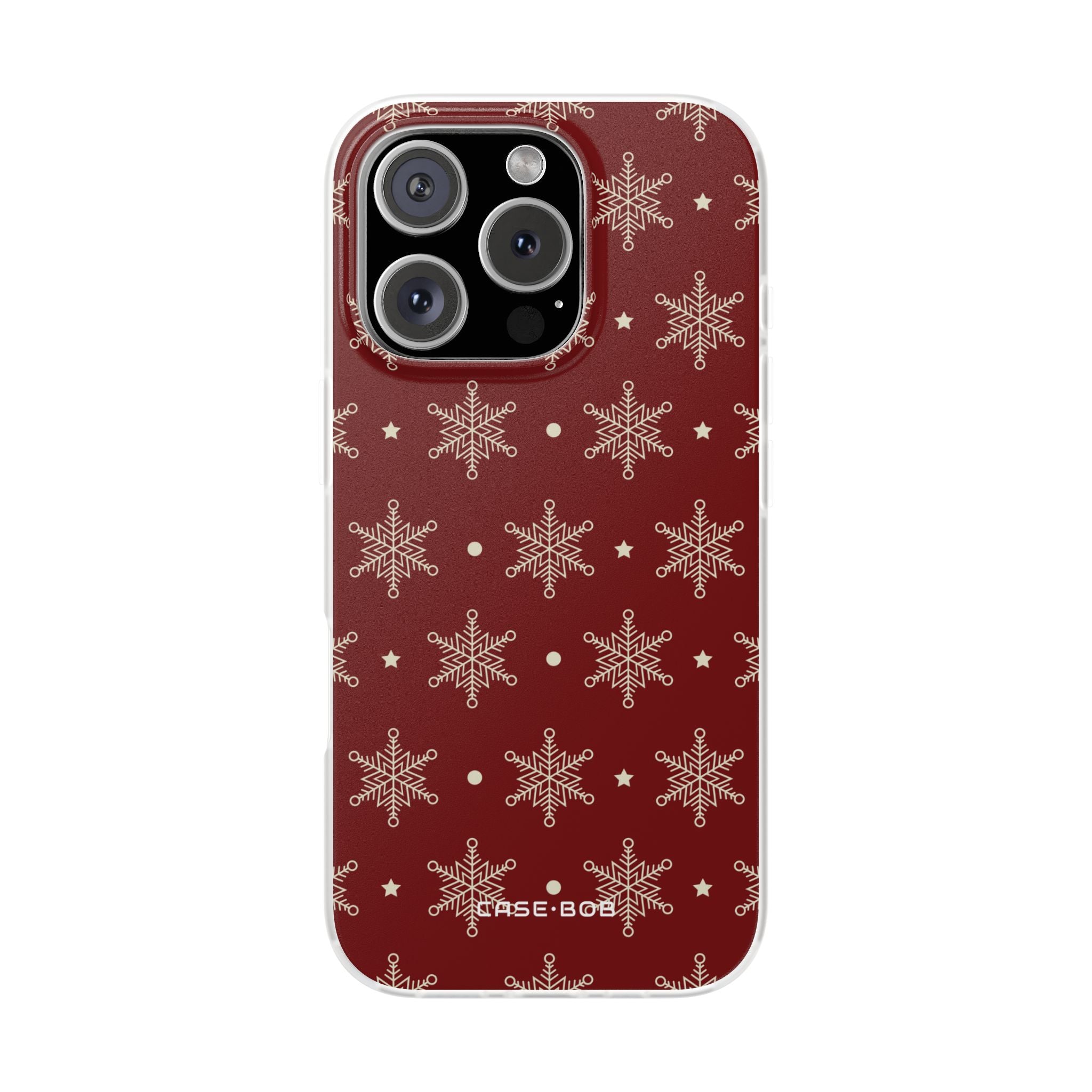 Cream Snowflake Crimson iPhone 16 Pro Case - Soft