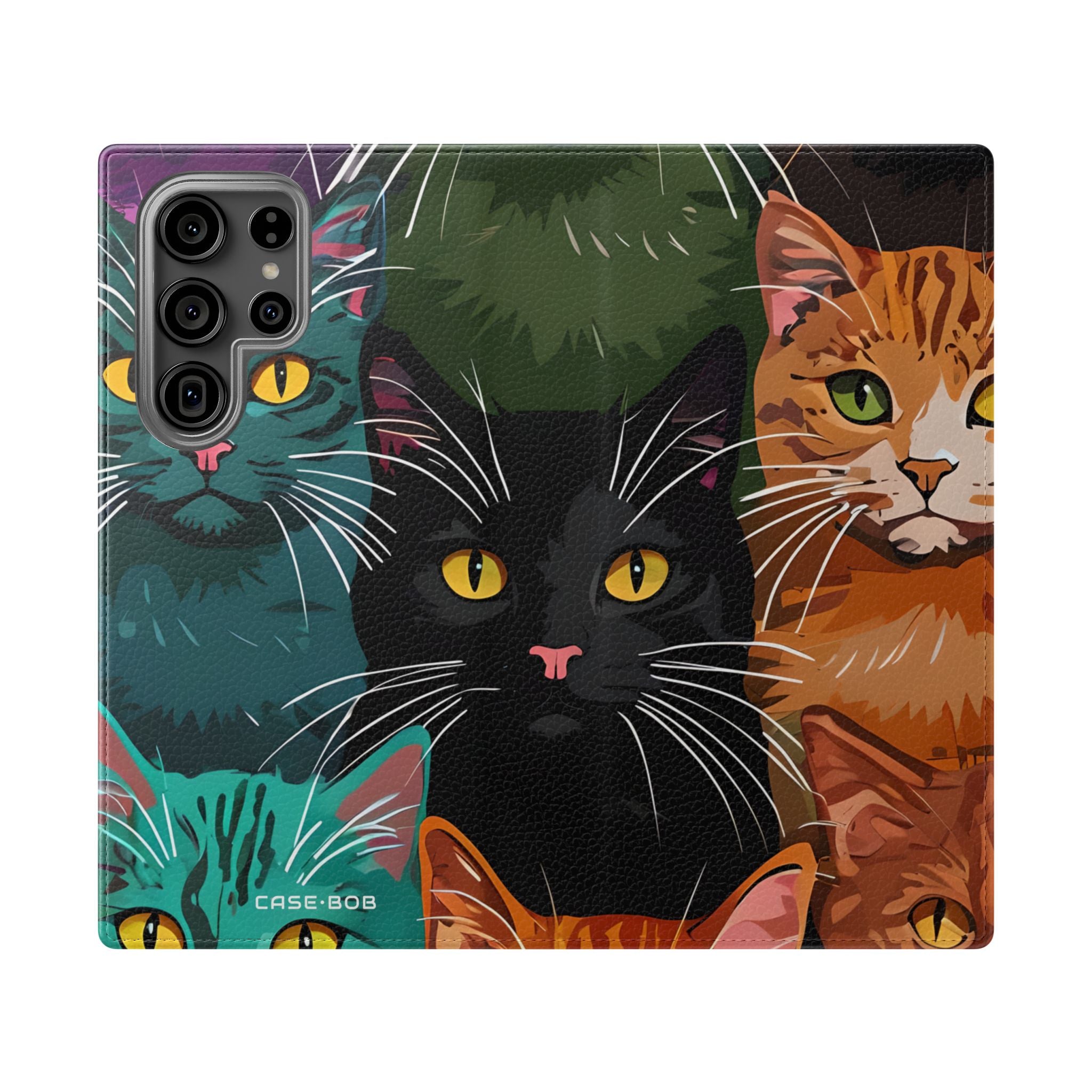 Cat Grid Neon - Samsung S23 Ultra Case - Wallet