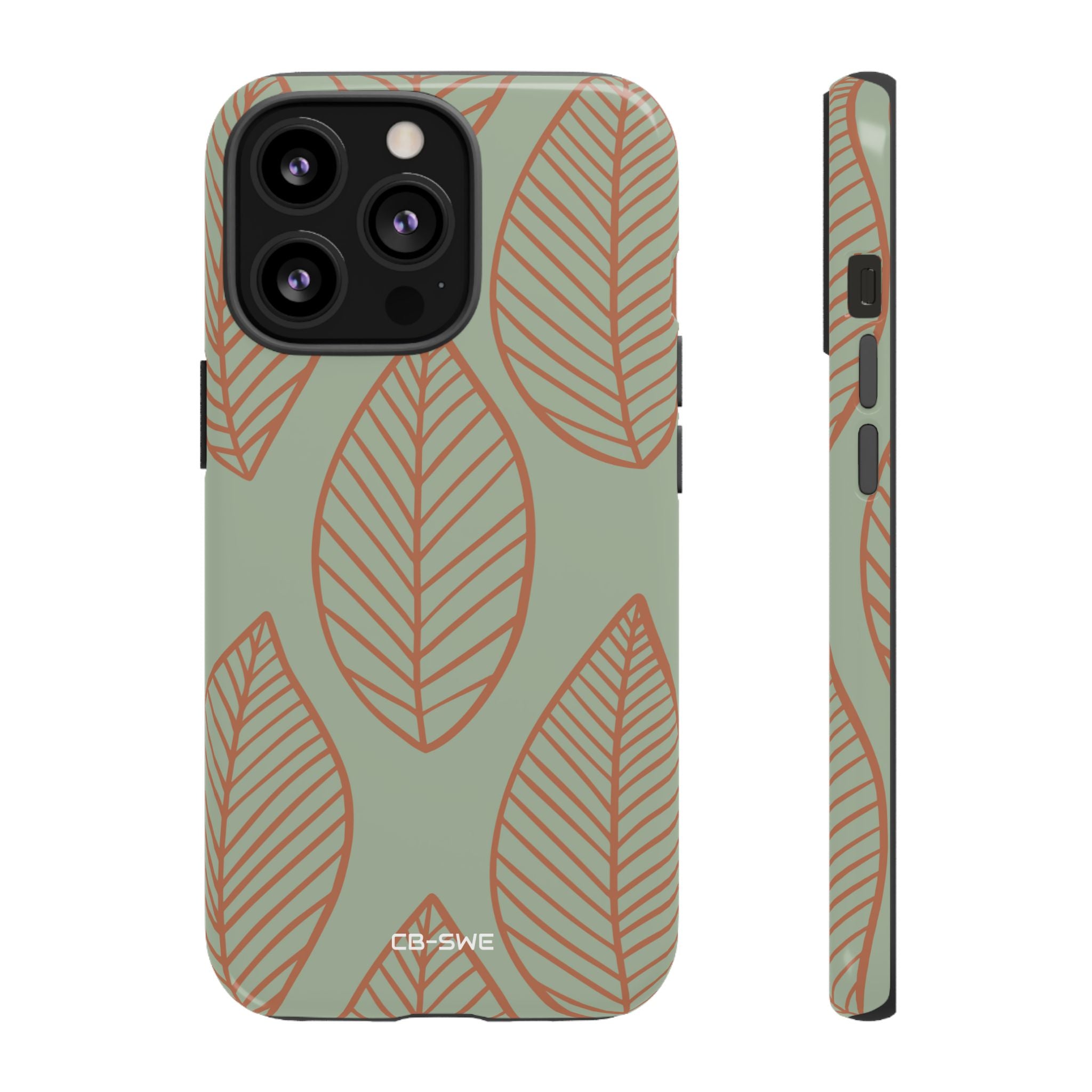 Mint and Orange Leaves - iPhone Case