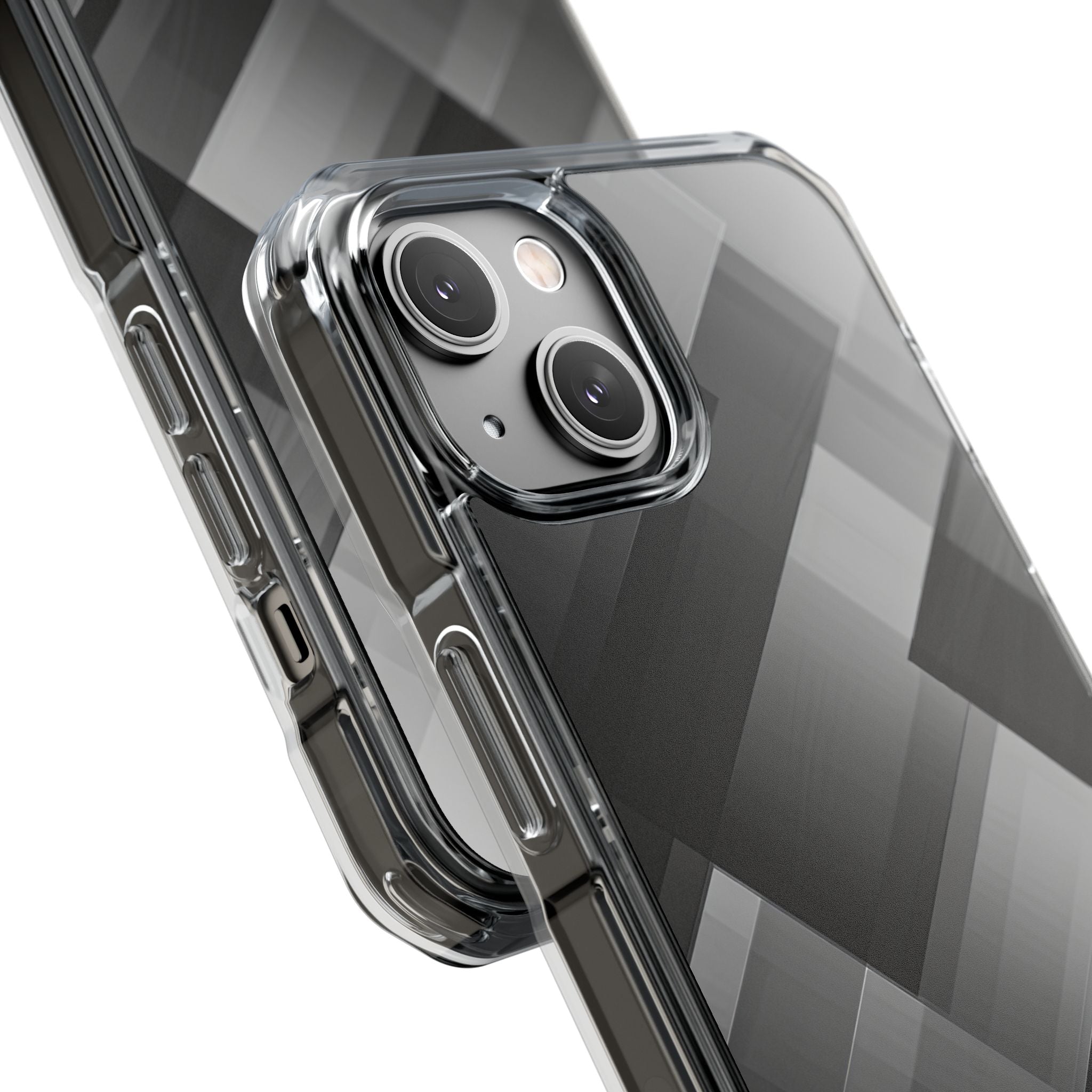Grayscale Geometric Layers iPhone 14 - Impact Clear+