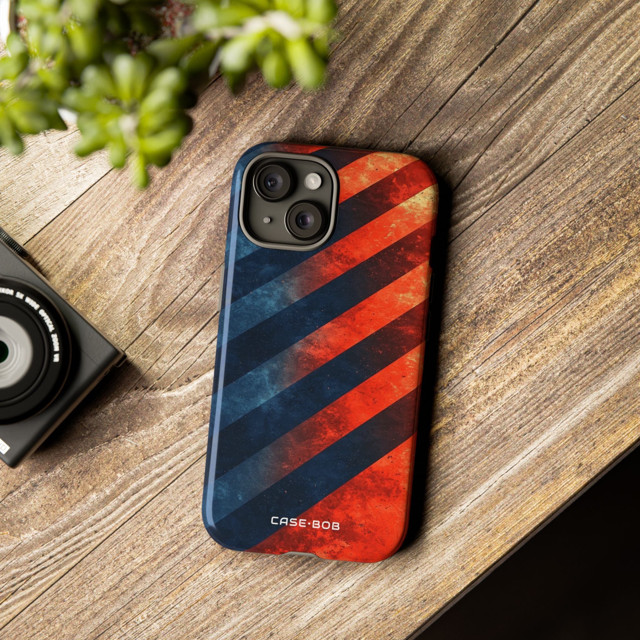 Diagonal Stripes Blaze iPhone 15 Case - Tough