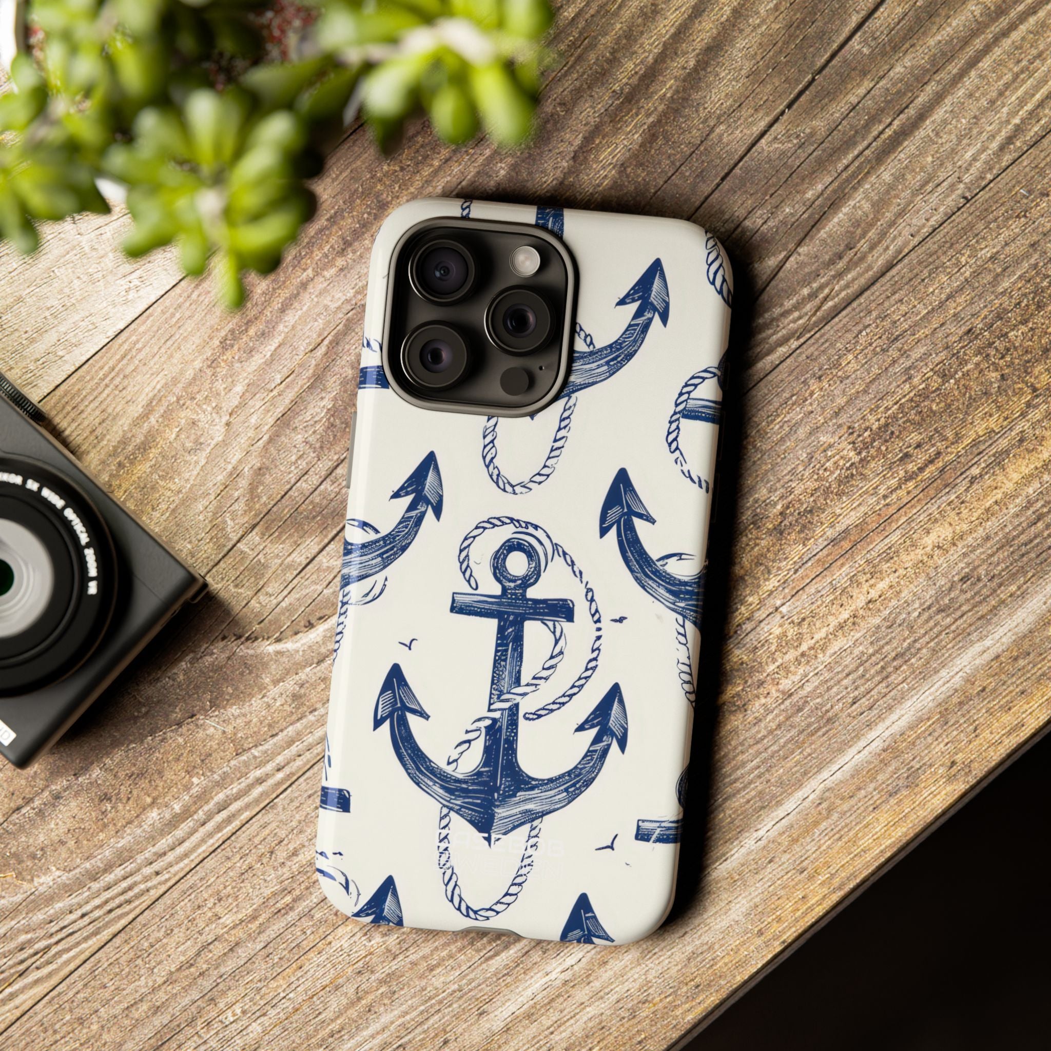 Arazzo con Ancora Blu Navy iPhone 15 - Tough