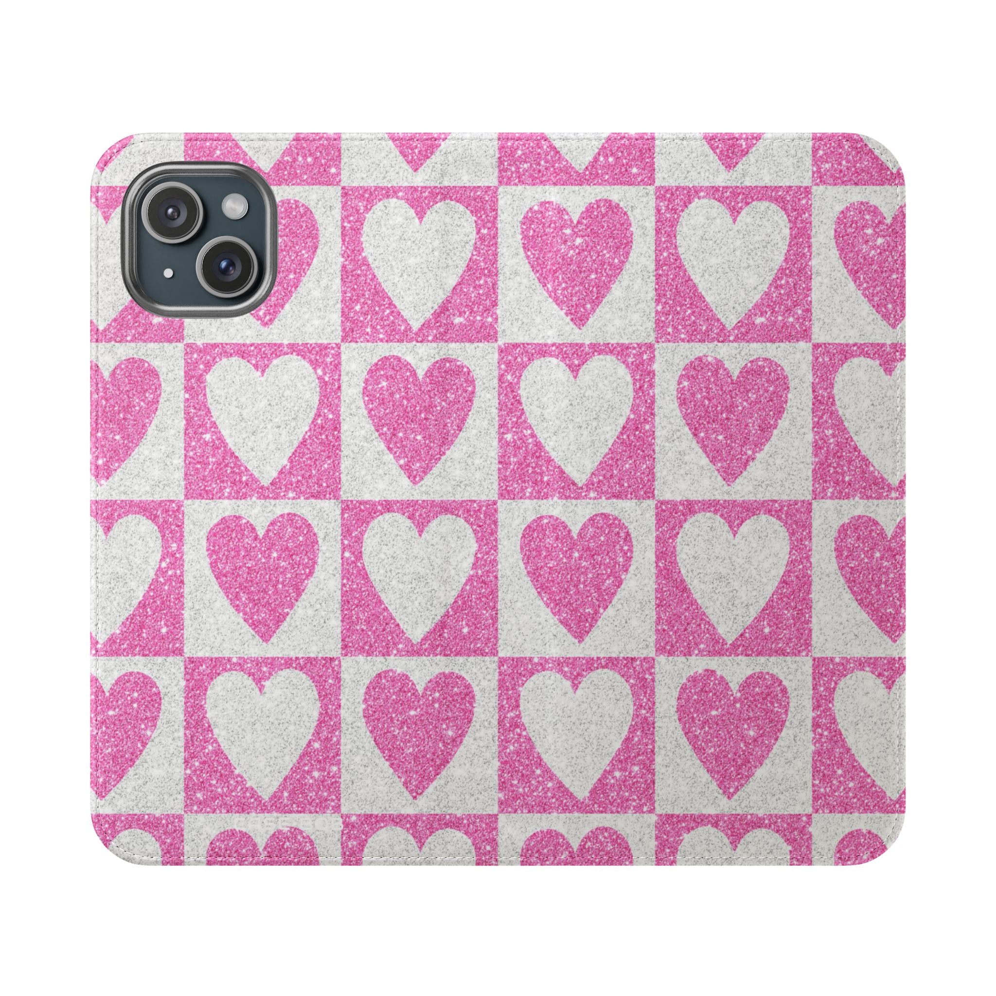 Glitter Heartgrid - iPhone 15 Plus Case - Wallet