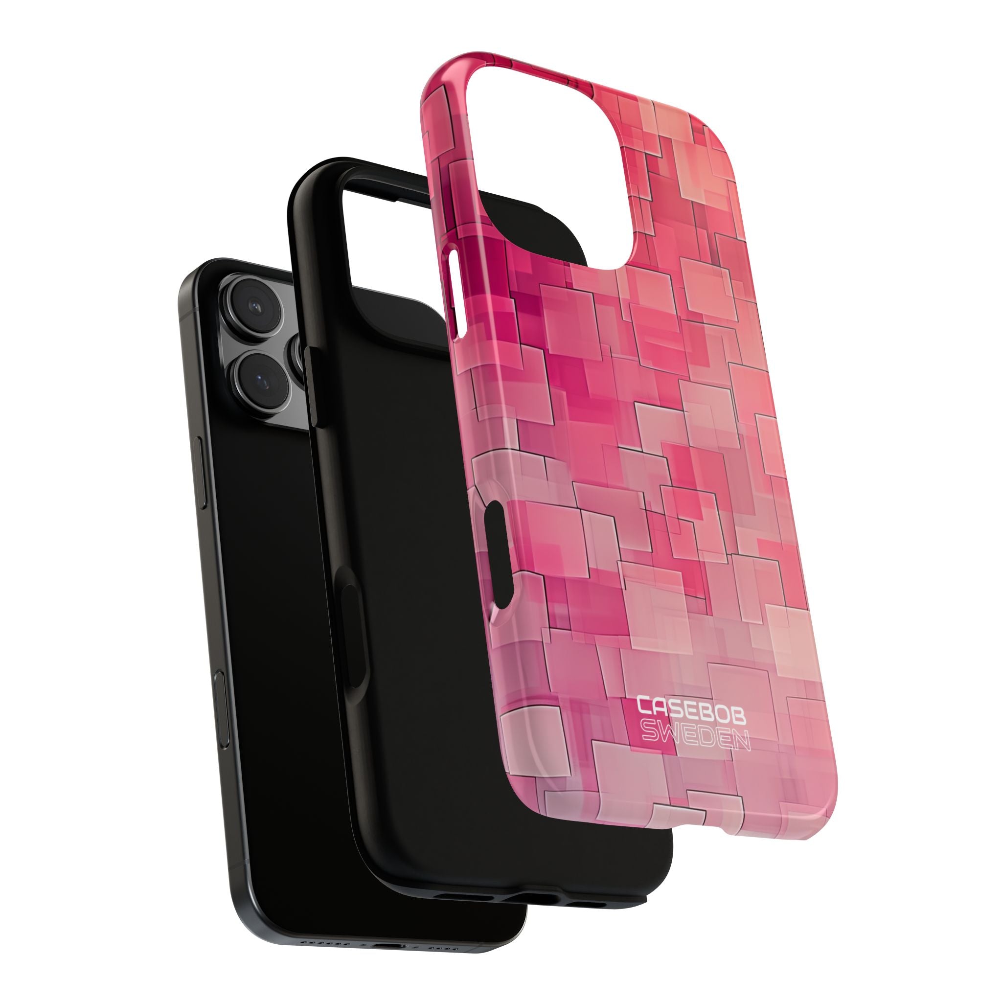 Gelaagde roze geometrie iPhone 16 - Tough