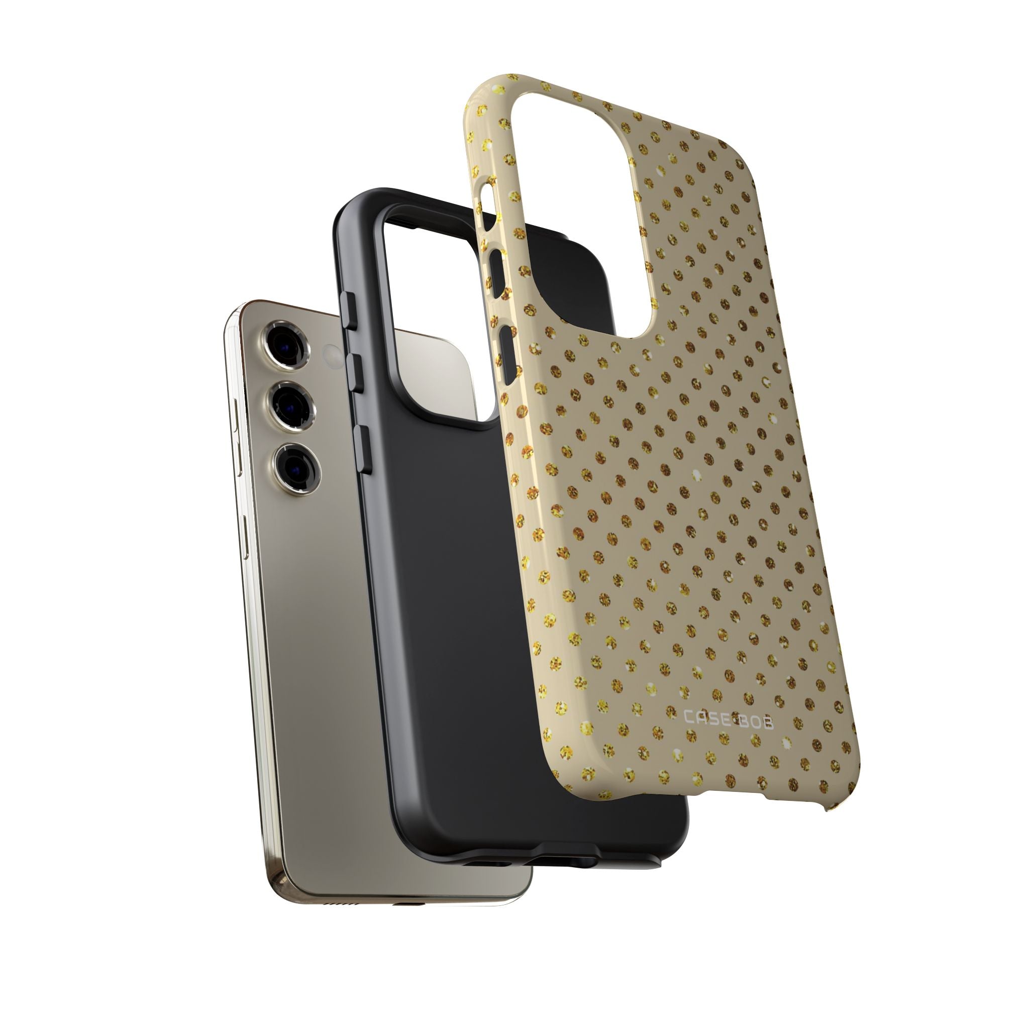 Gold Sparkle Grid Samsung S23 Case - Tough