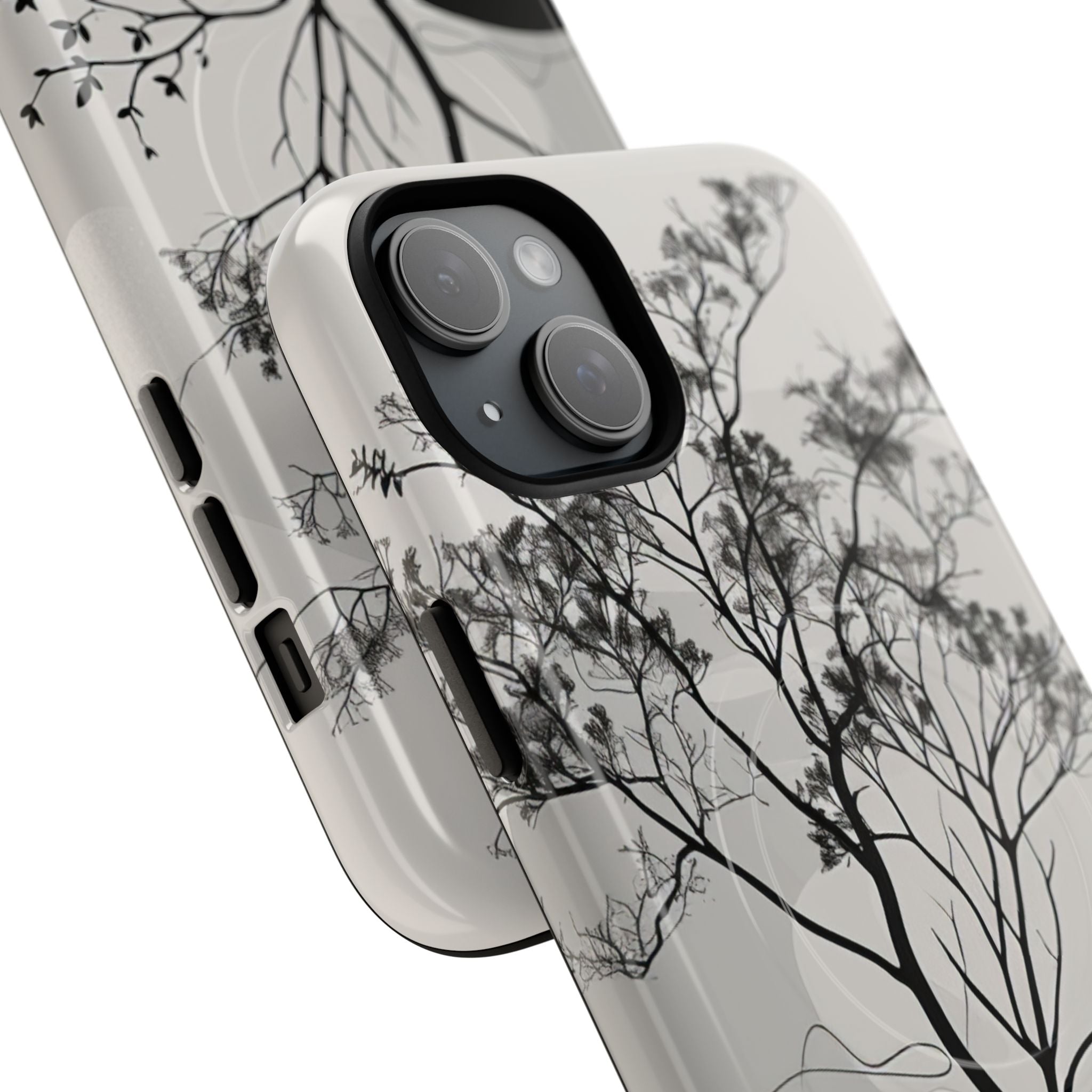 Monochrome Drip Tree iPhone 15 - Tough+
