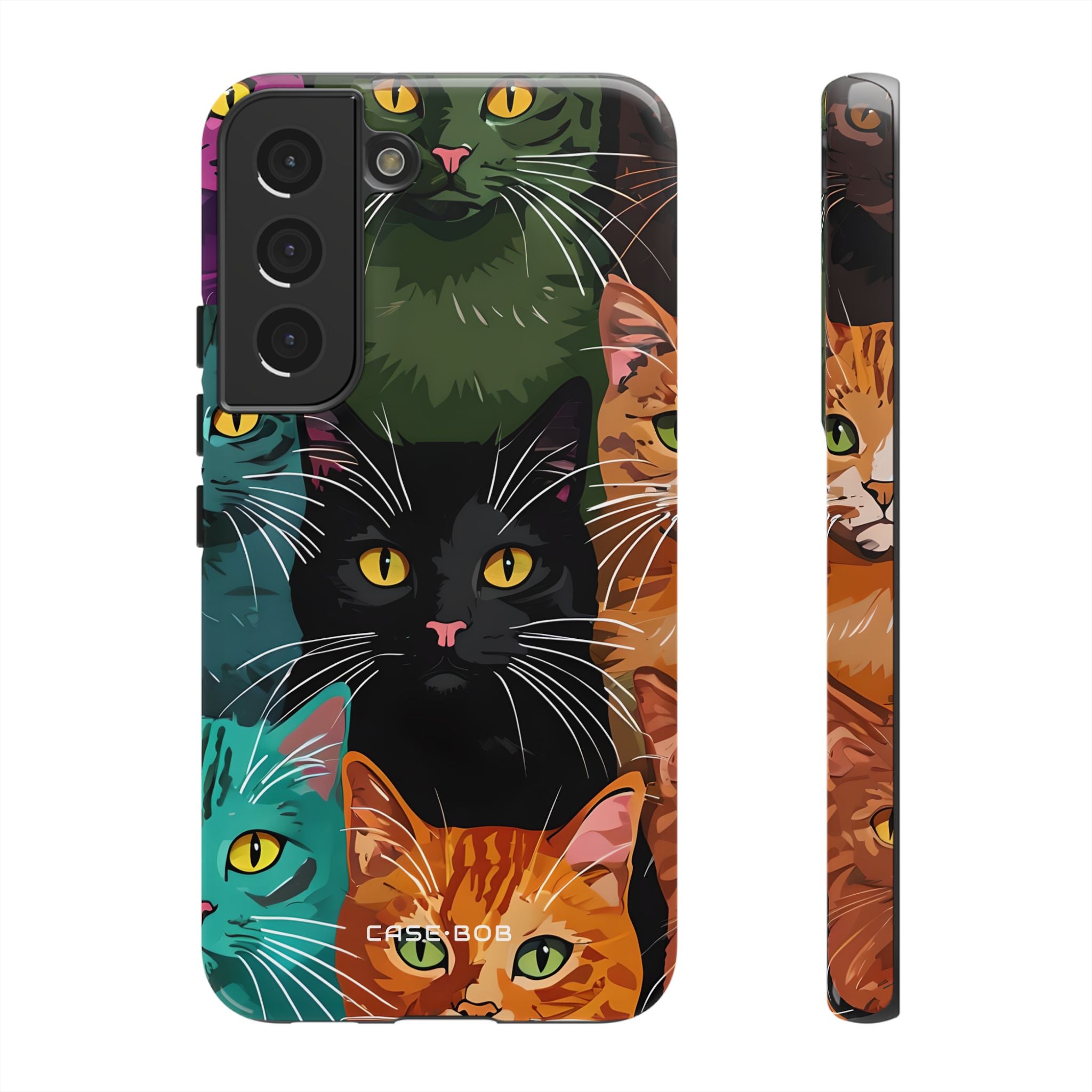 Teal Cat Grid Samsung S22 Case - Tough