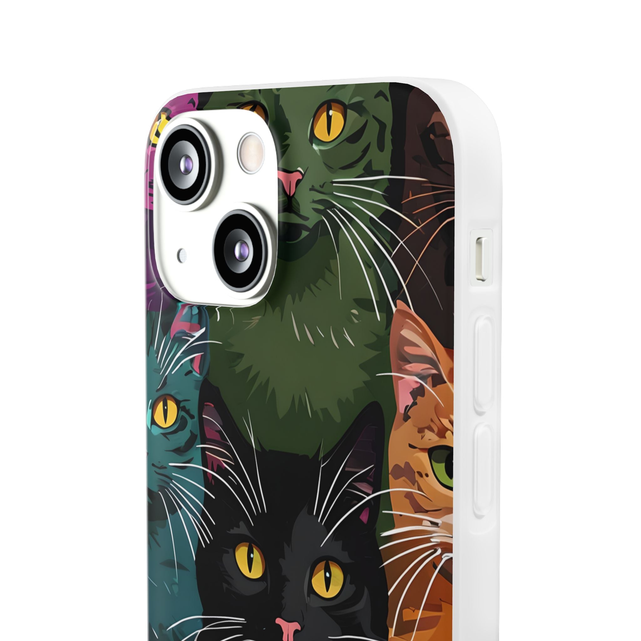 Teal Cat Grid iPhone 13 mini Case - Soft