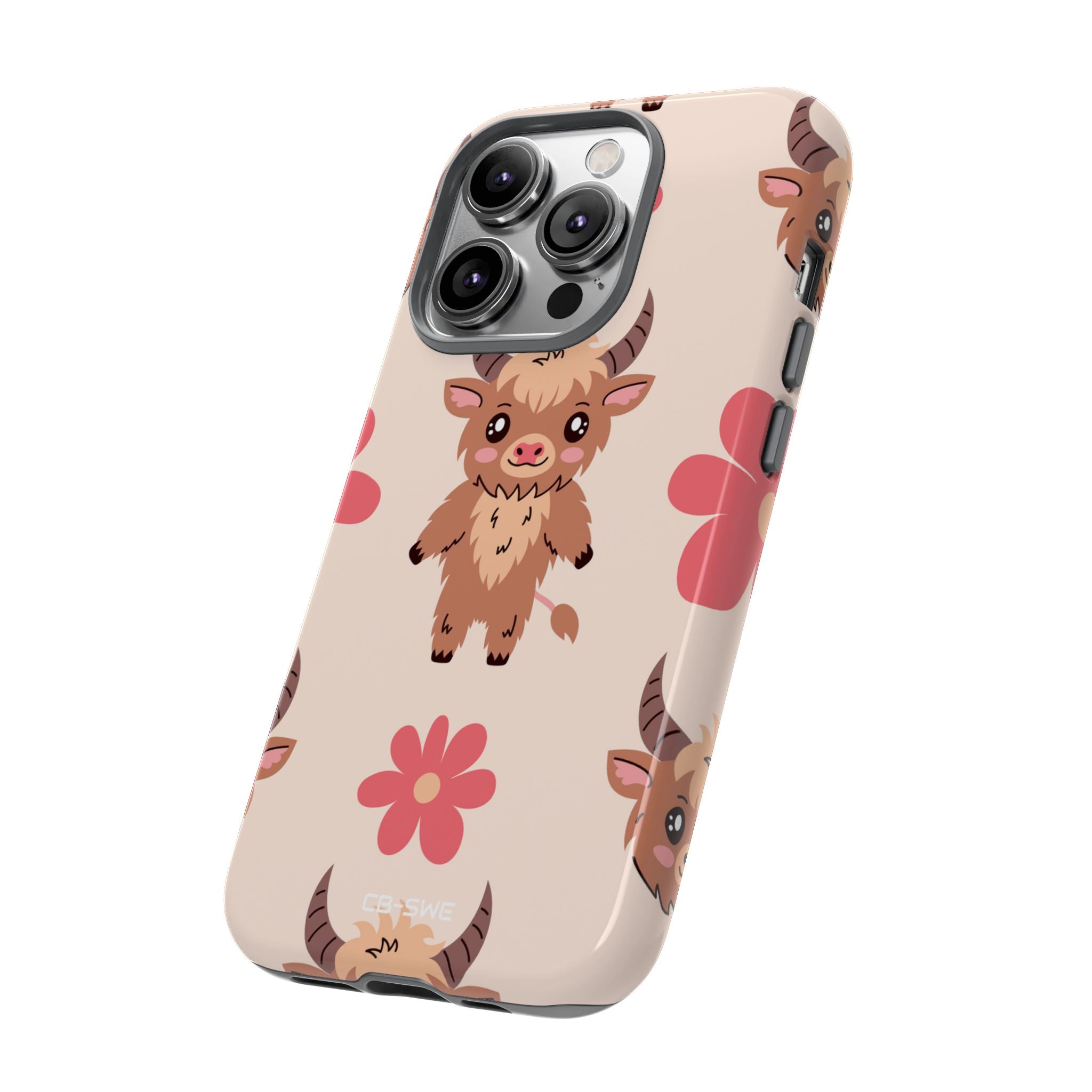 Cute Cattle & Flowers - iPhone Case