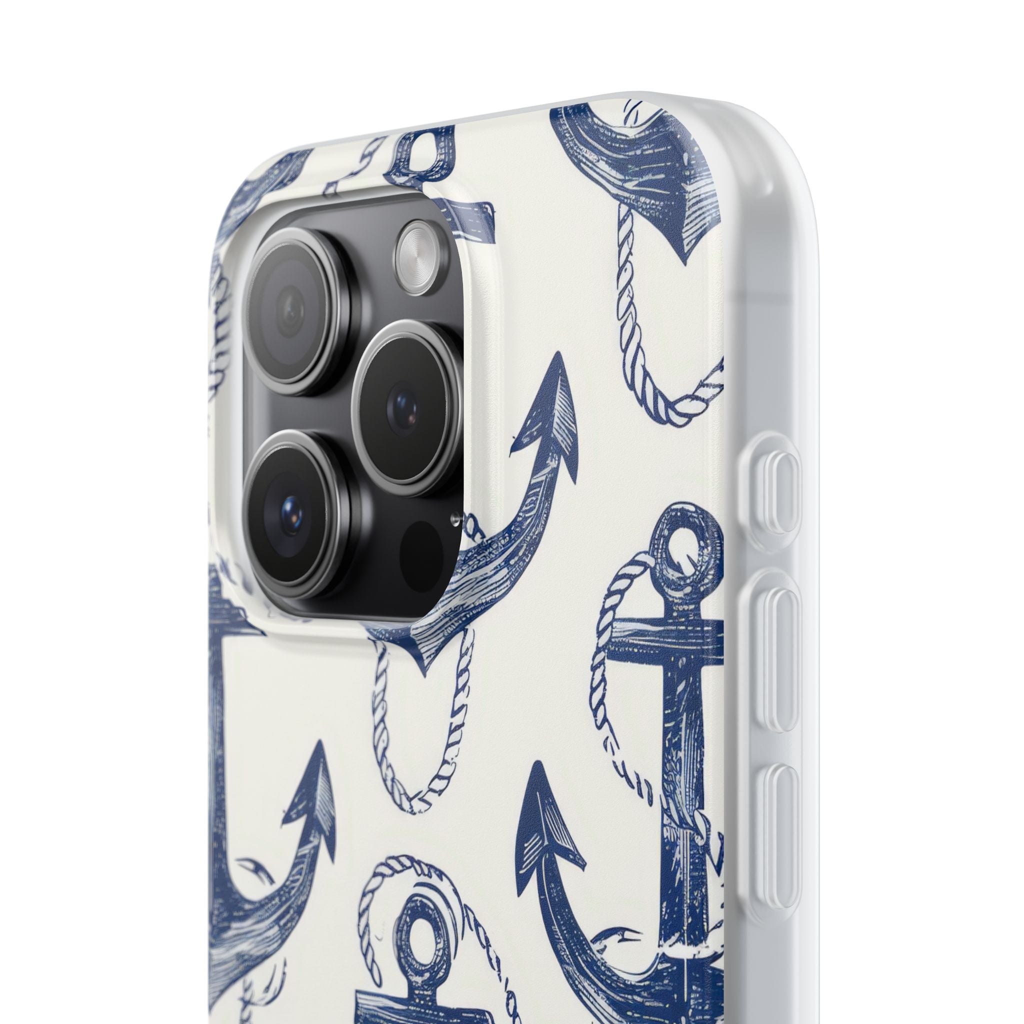 Navy Anchor Loop iPhone 15 Pro Case - Soft