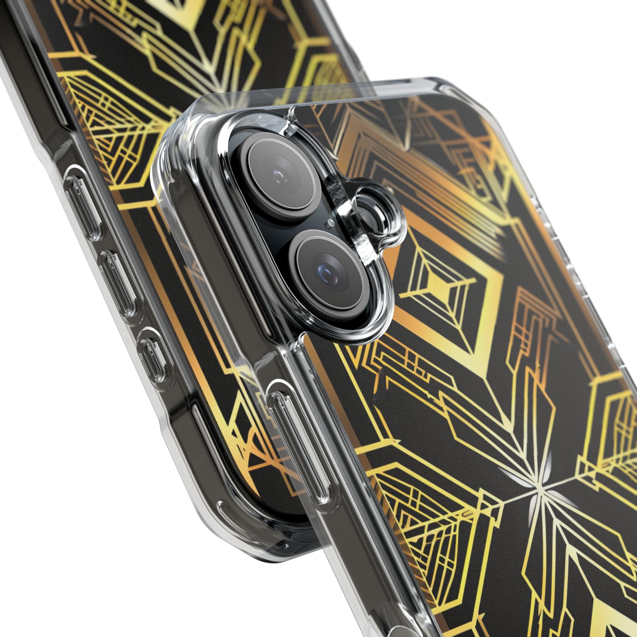 Golden Geometric Symphony iPhone 16 - Impact Clear+