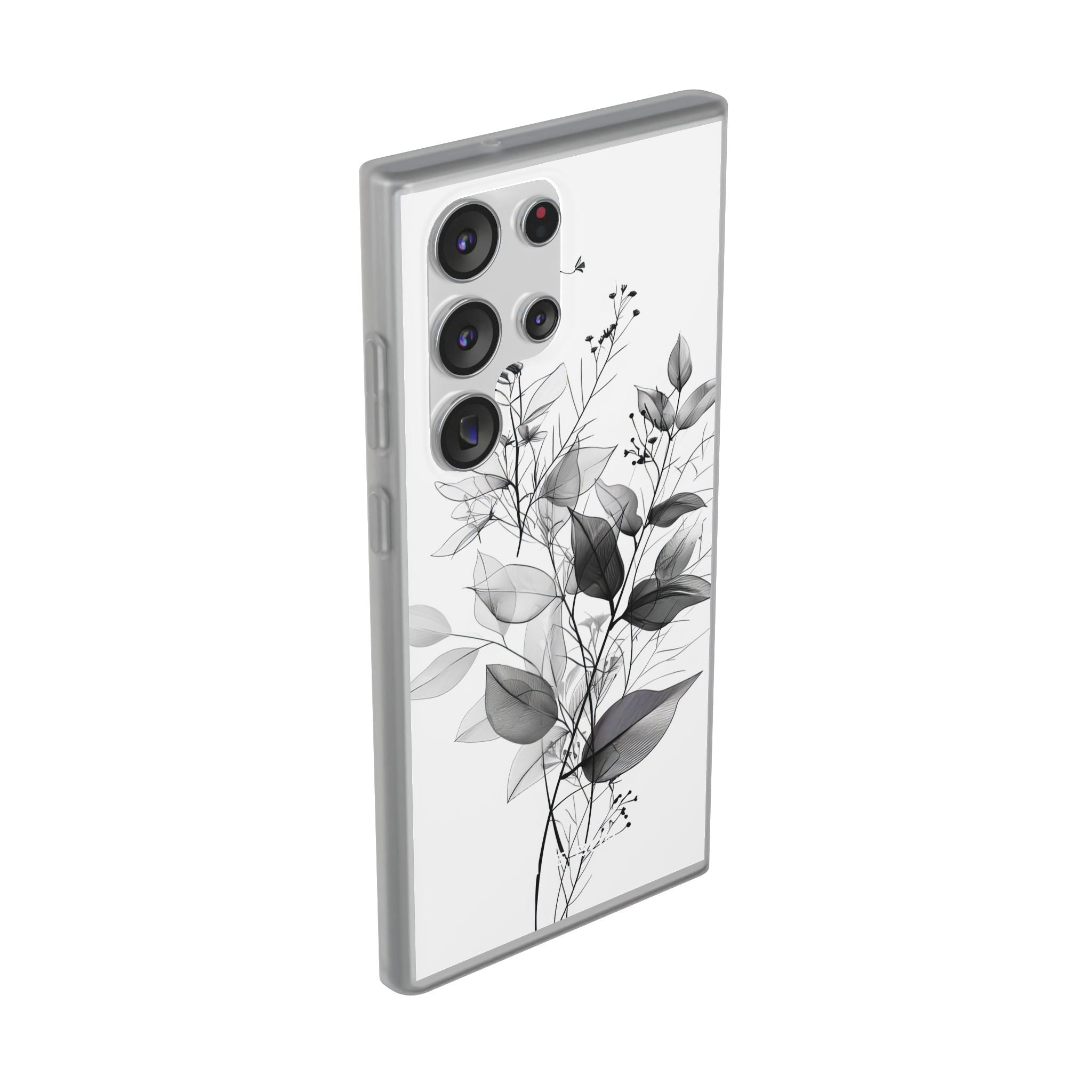 Veined Leaves Gray Samsung S23 Ultra Case - Soft