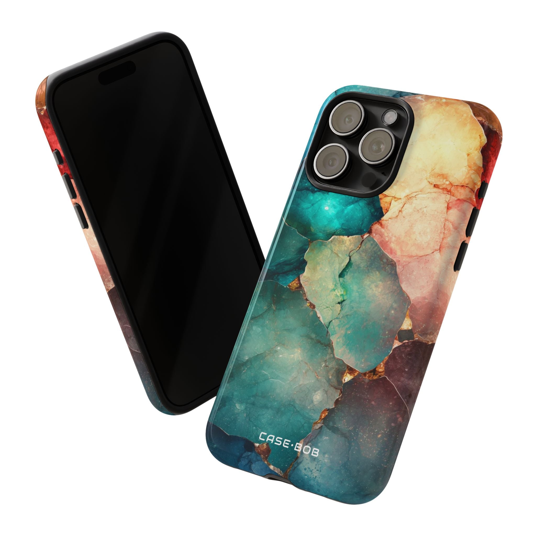 Teal Mosaic Veins iPhone 15 Pro Max Case - Tough