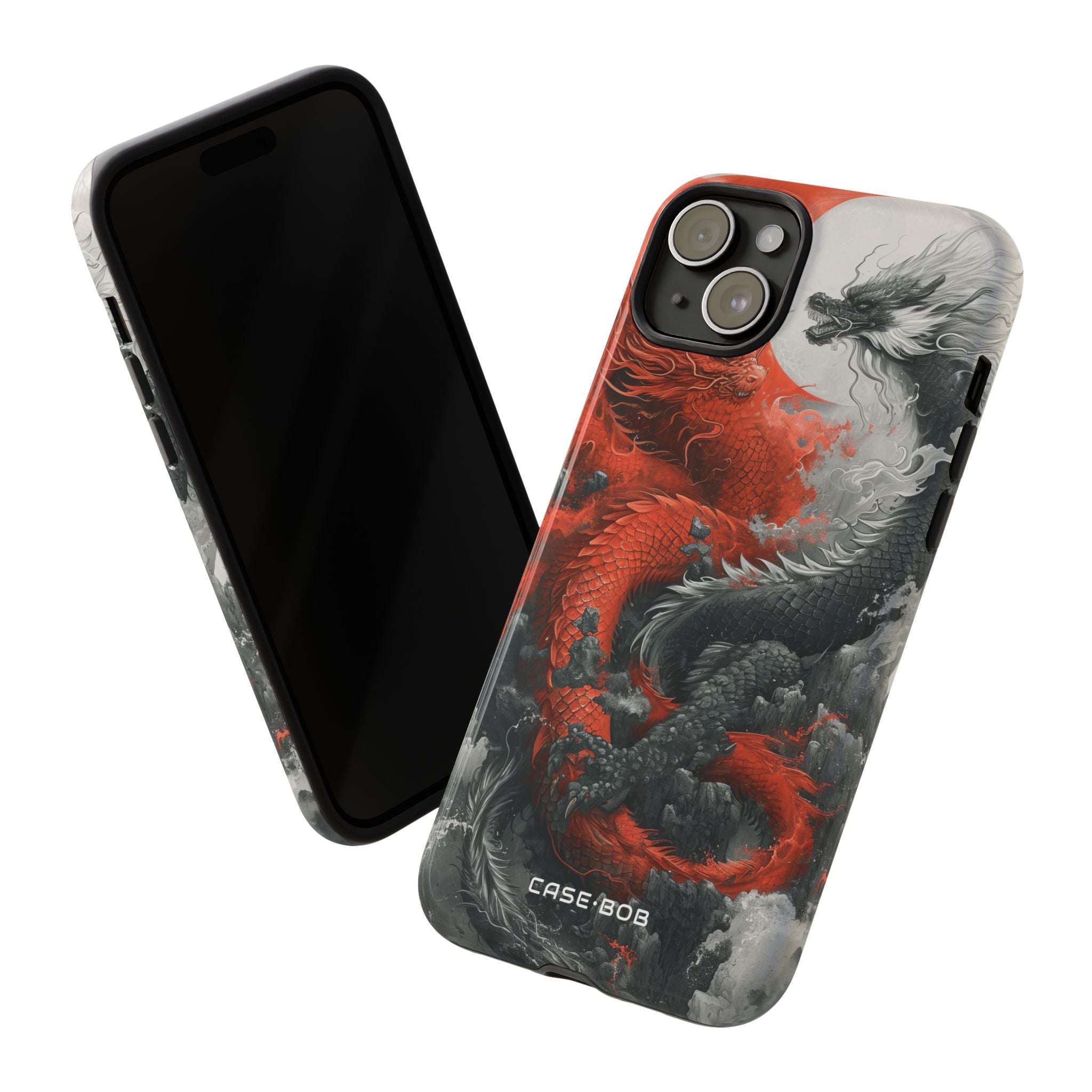 Twin Dragons Crimson iPhone 15 Plus Case - Tough