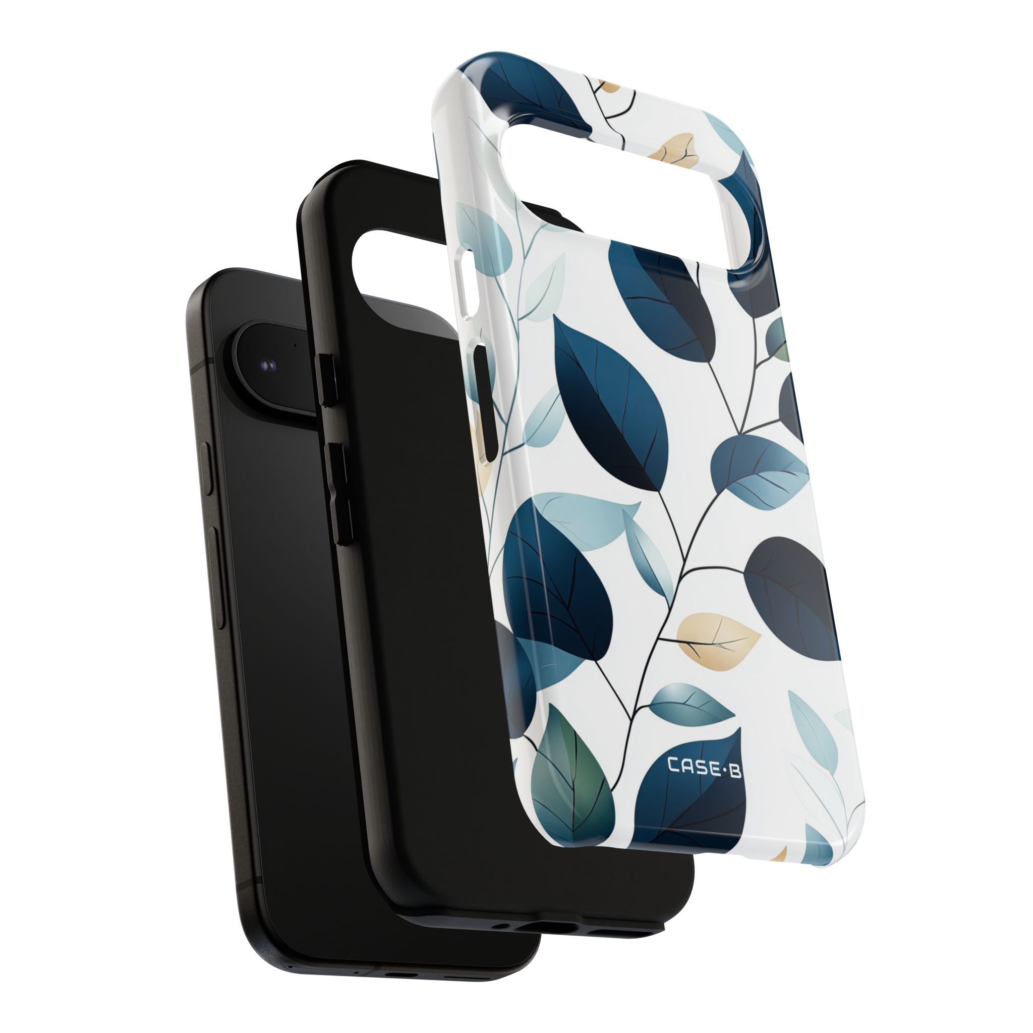 Navy Leaf Veins Google Pixel 9 Case - Tough
