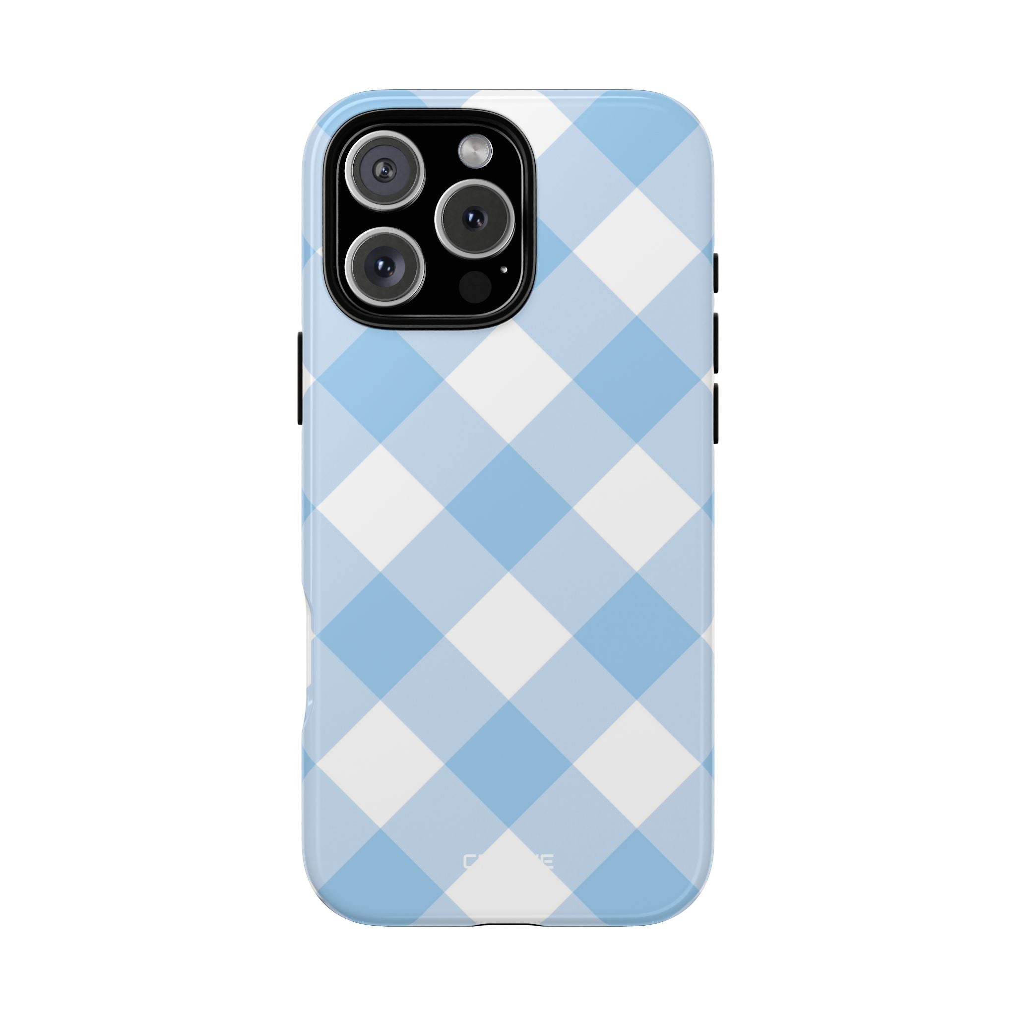 Soft Blue Gingham Elegance - iPhone Case