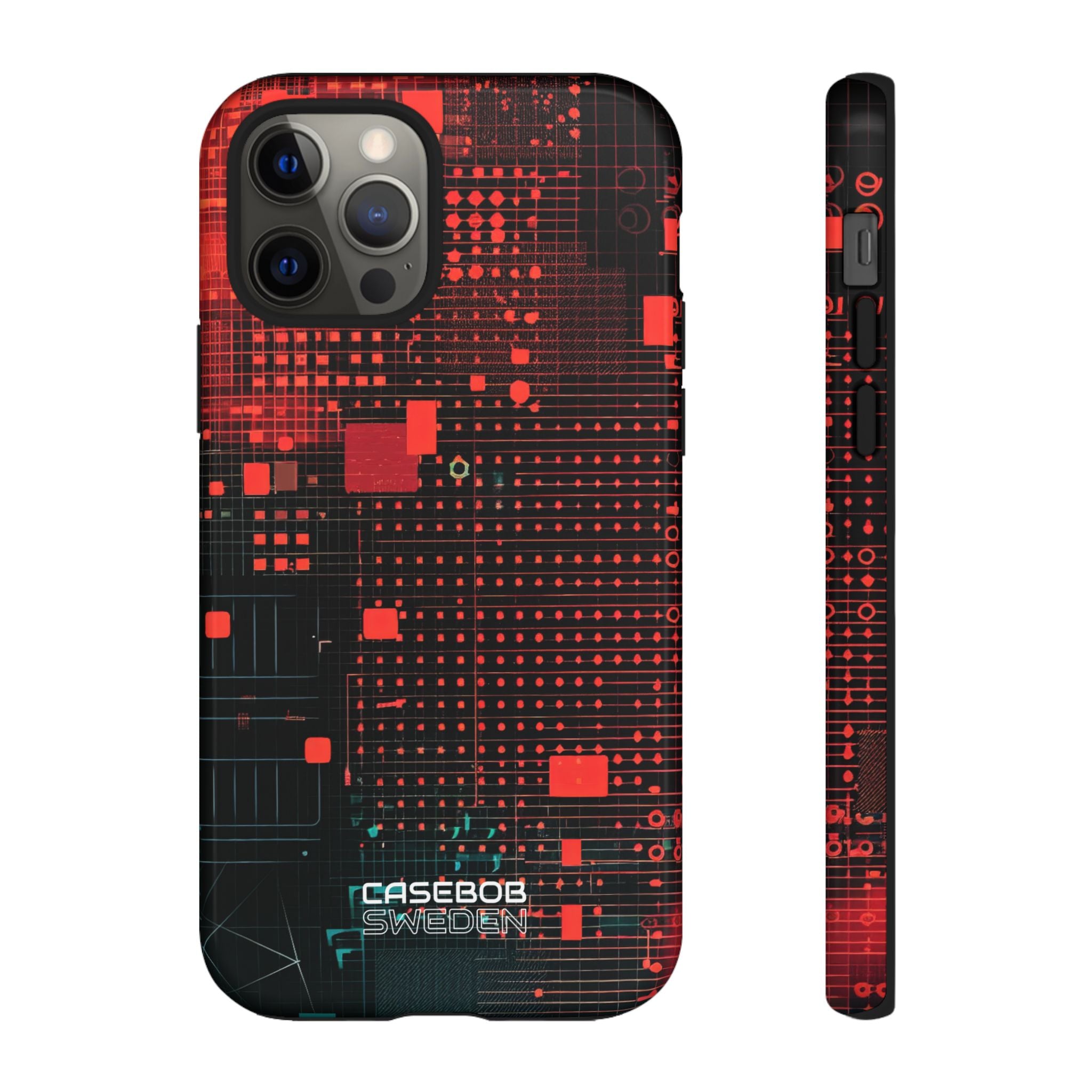 Crimson Circuit Grid iPhone 12 - Tough
