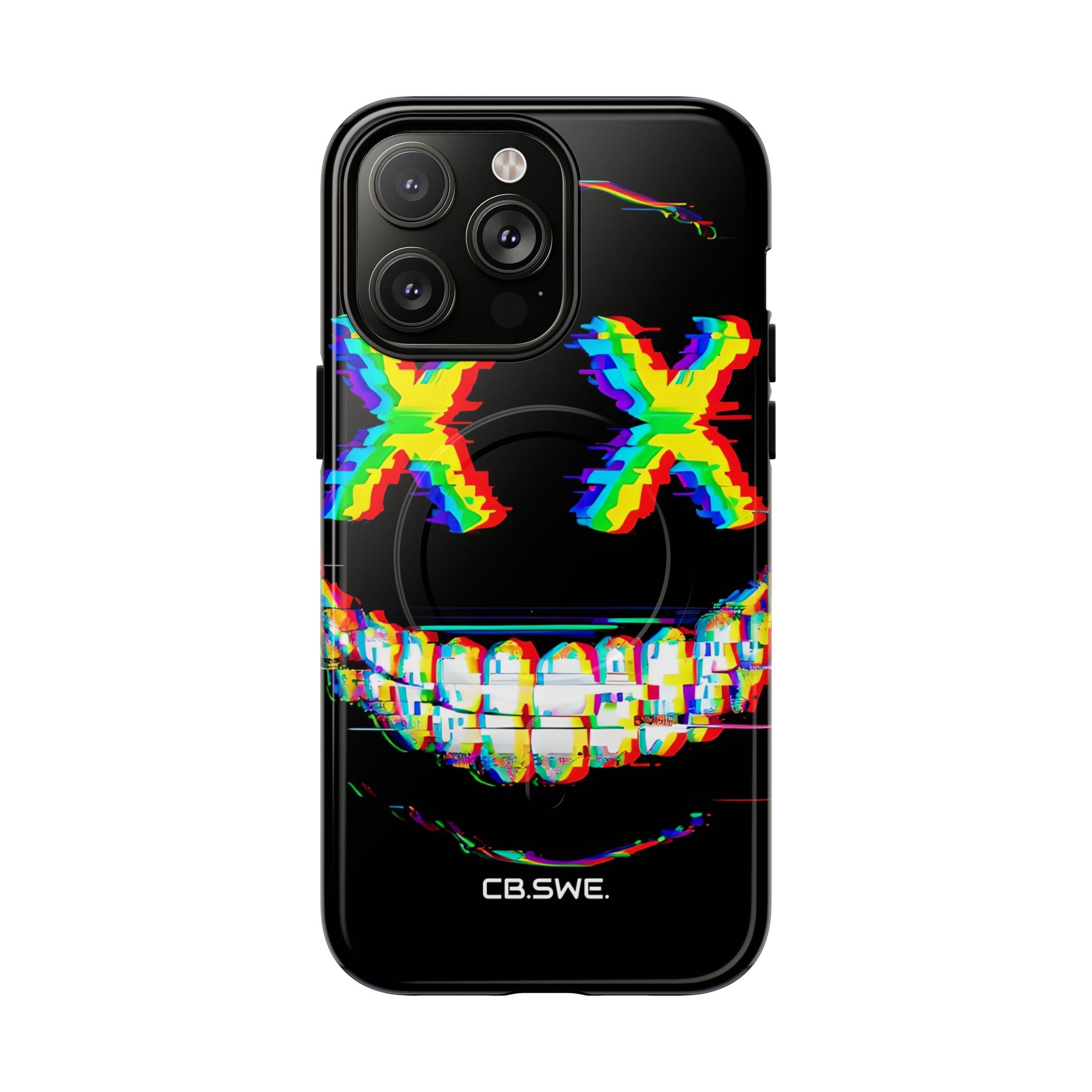 Sinister Glitch Art Smiley Face Digital Phone iPhone 14 - Tough+