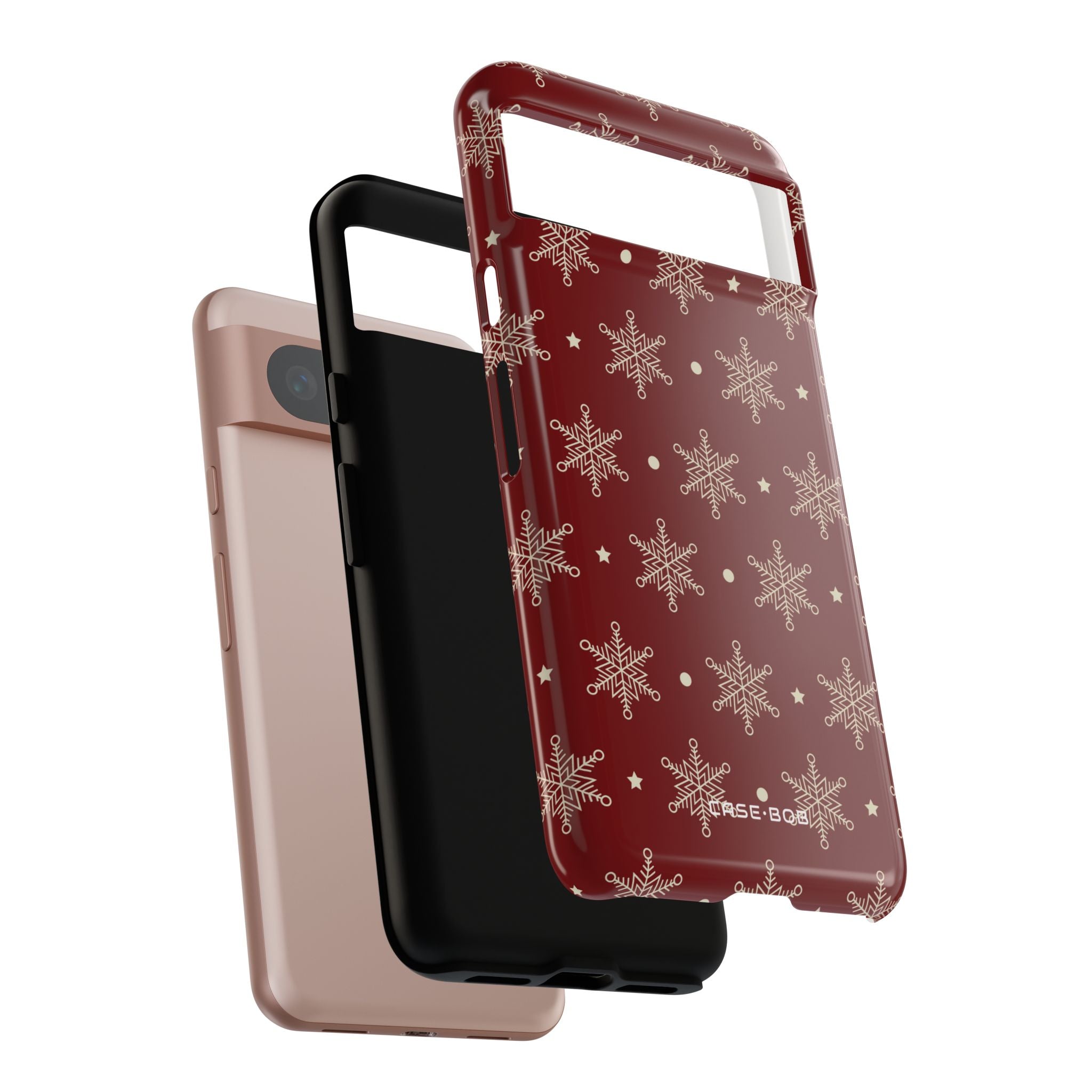 Cream Snowflake Crimson Google Pixel 8 Case - Tough