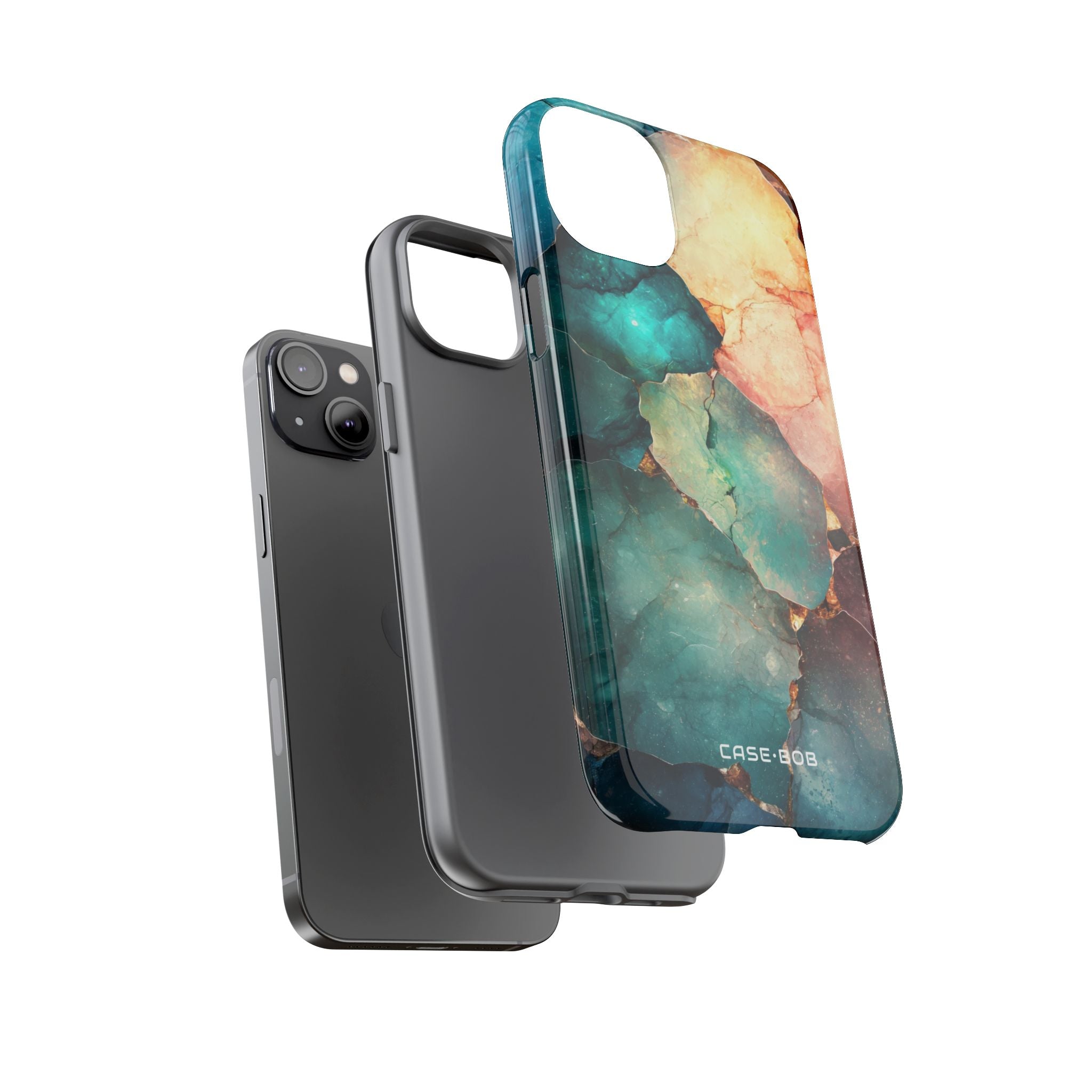 Teal Mosaic Veins iPhone 14 Plus Case - Tough